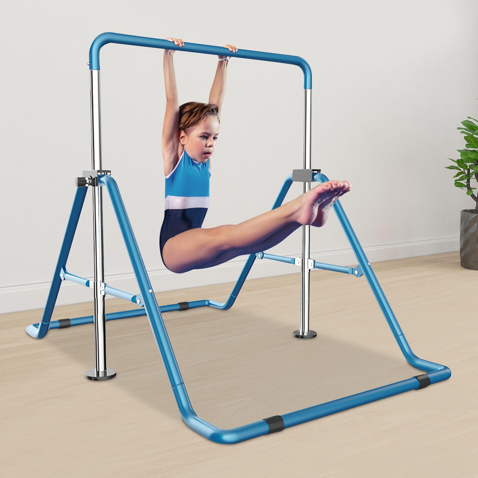 Barra Per Ginnastica Artistica Bambini | Altezza Regolabile 89-129,5 Cm | Pieghevole E Portatile | Portata 140 Kg