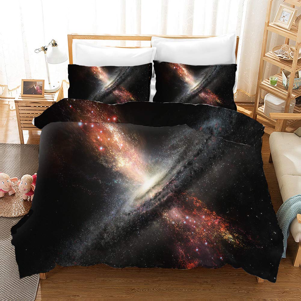 Fansu Women's Universe Power Bedding Sets Duvet Cover Set, 3D Interstellar Print Microfiber Bedroom Duvet Set Include Pillowcases + Quilt Case For Double King Single Bed (135X200cm (2Pcs),)