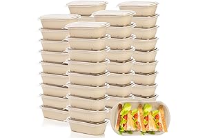Yesland Takeaway Food Containers, Rectangular Soup Serving Bowls with PP Lids