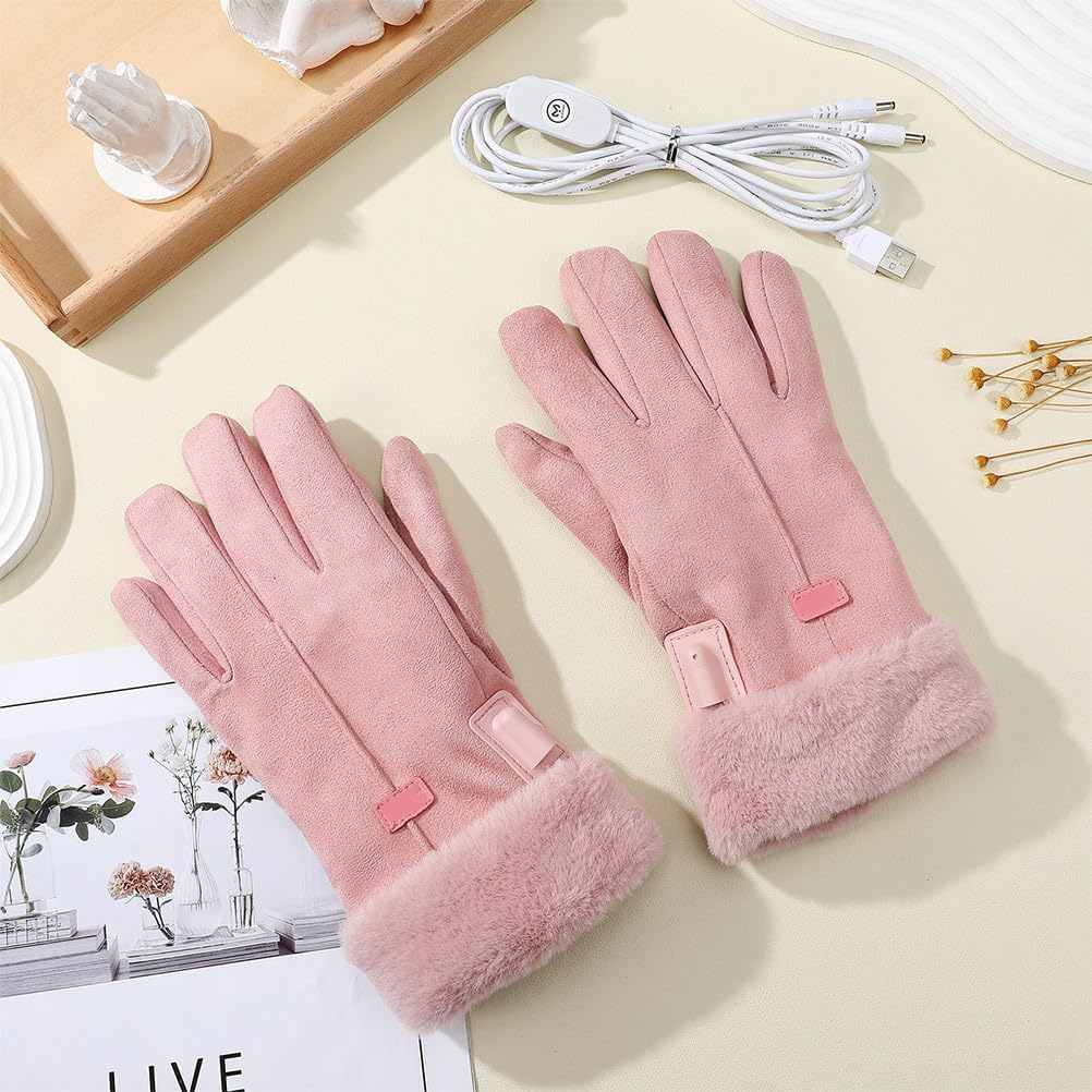 USB Heated Gloves for Women Men, Leather Thermal Gloves with Adjustable Heating, Outdoor Riding Winter Warm, Touchscreen Compatible - Image 8