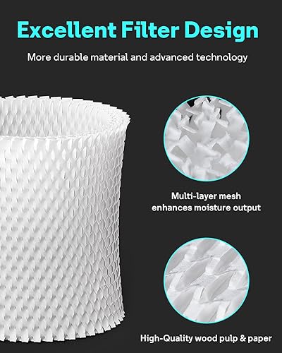 Miniatura 3 de Paquete de 4 filtros humidificadores de repuesto compatibles con humidificadores de toldo y guardería, fabricado con pulpa de madera y filtro de