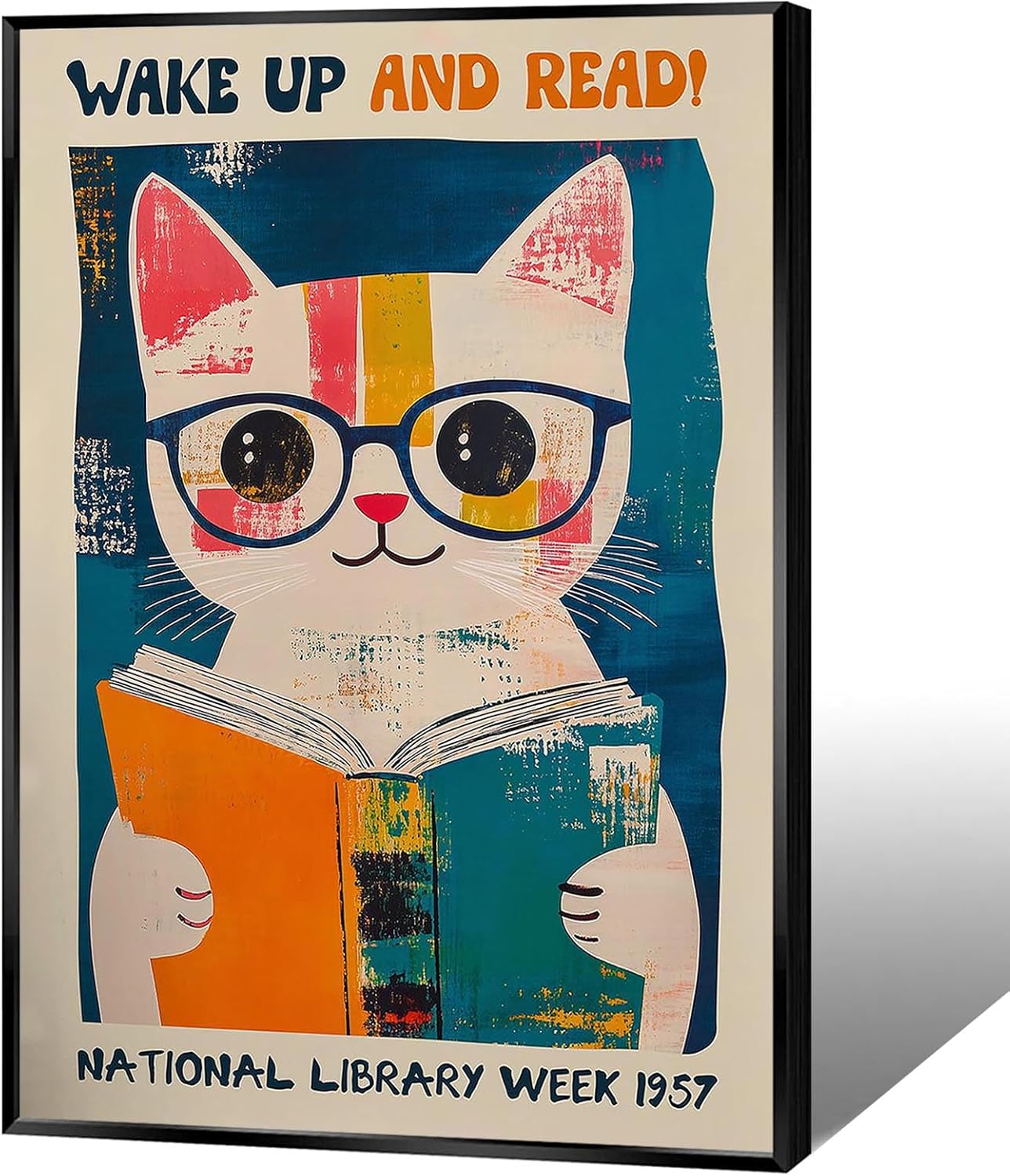 Trendy Tiger Reading Green Book Wall Art Cute Funny Go Get Em Tiger Posters Vintage Humorous Jungle Animal Aesthetic Paintings For Home Bedroom Dorm Apartment Wall Decor 8x12in Wrapped Canvas