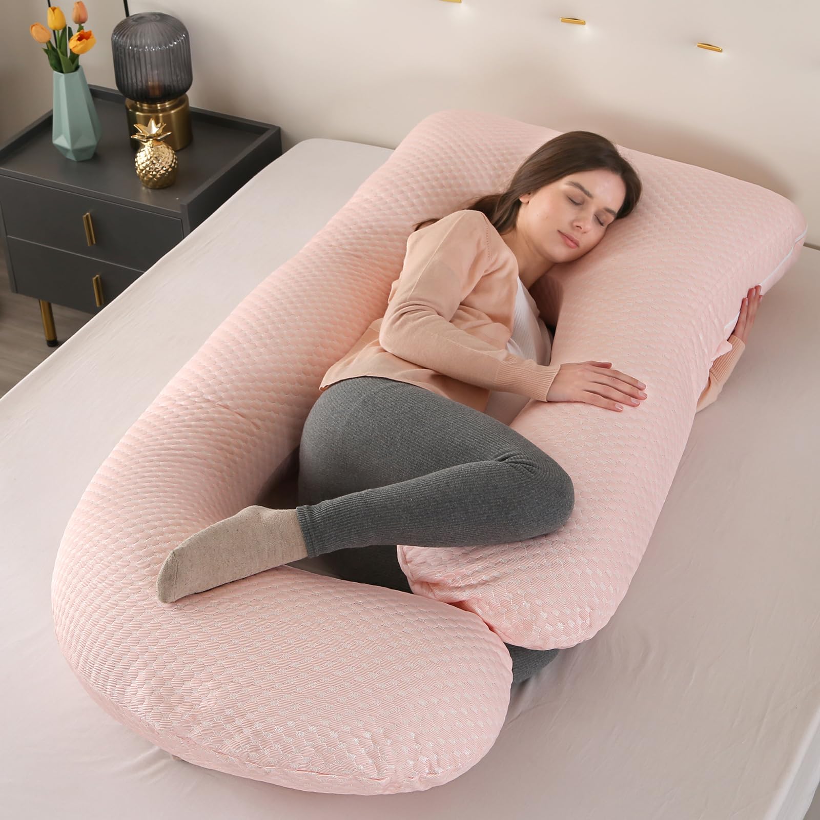 GKXLH Soft Pregnancy Pillow, Pregnancy Pillows for Sleeping Support for Back Belly, Hips, Legs