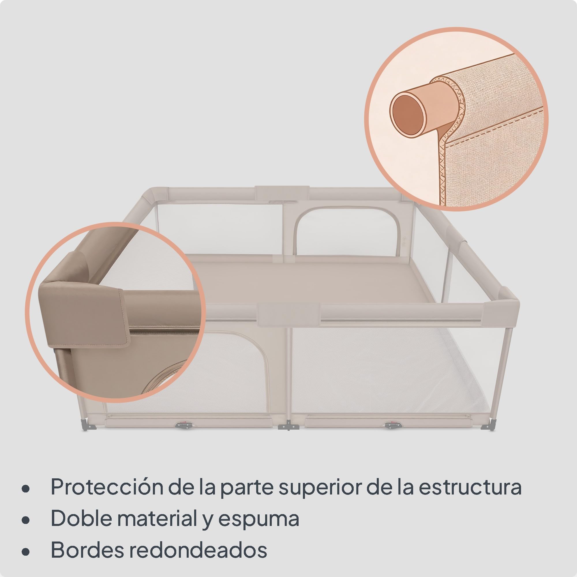 Lionelo Florence XL Easy Fold Parque Infantil Bebé Plegable, Corralito Bebé XL con Rejilla Transpirable, sin Montaje, 2 Entradas con Cremallera, Bordes Acolchados y Fácil de Limpiar, 180 x 200 cm — view 8