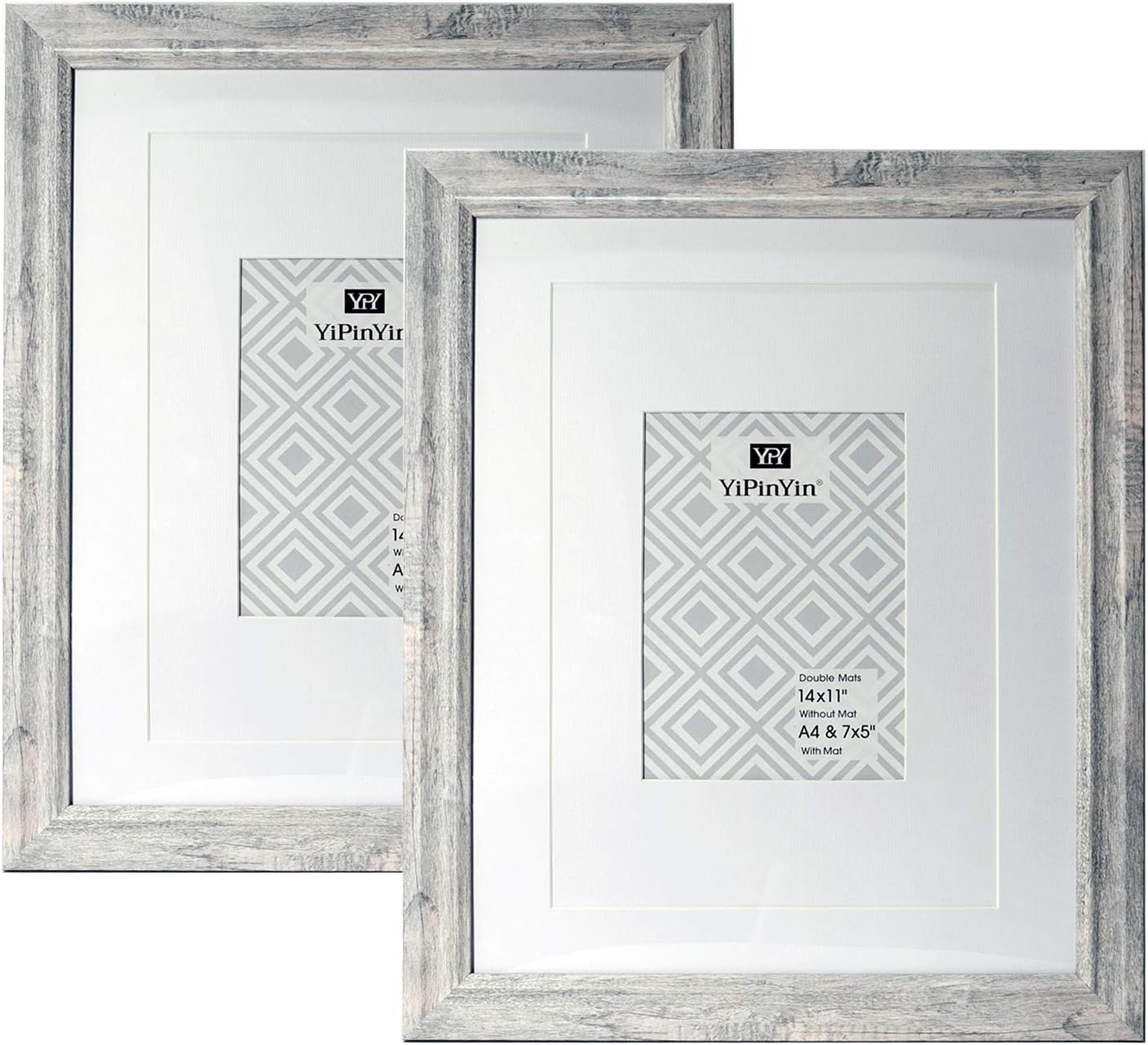YiPinYin 11×14 Inch Smoke Grey Wooden Vintage Picture frames Set of 2