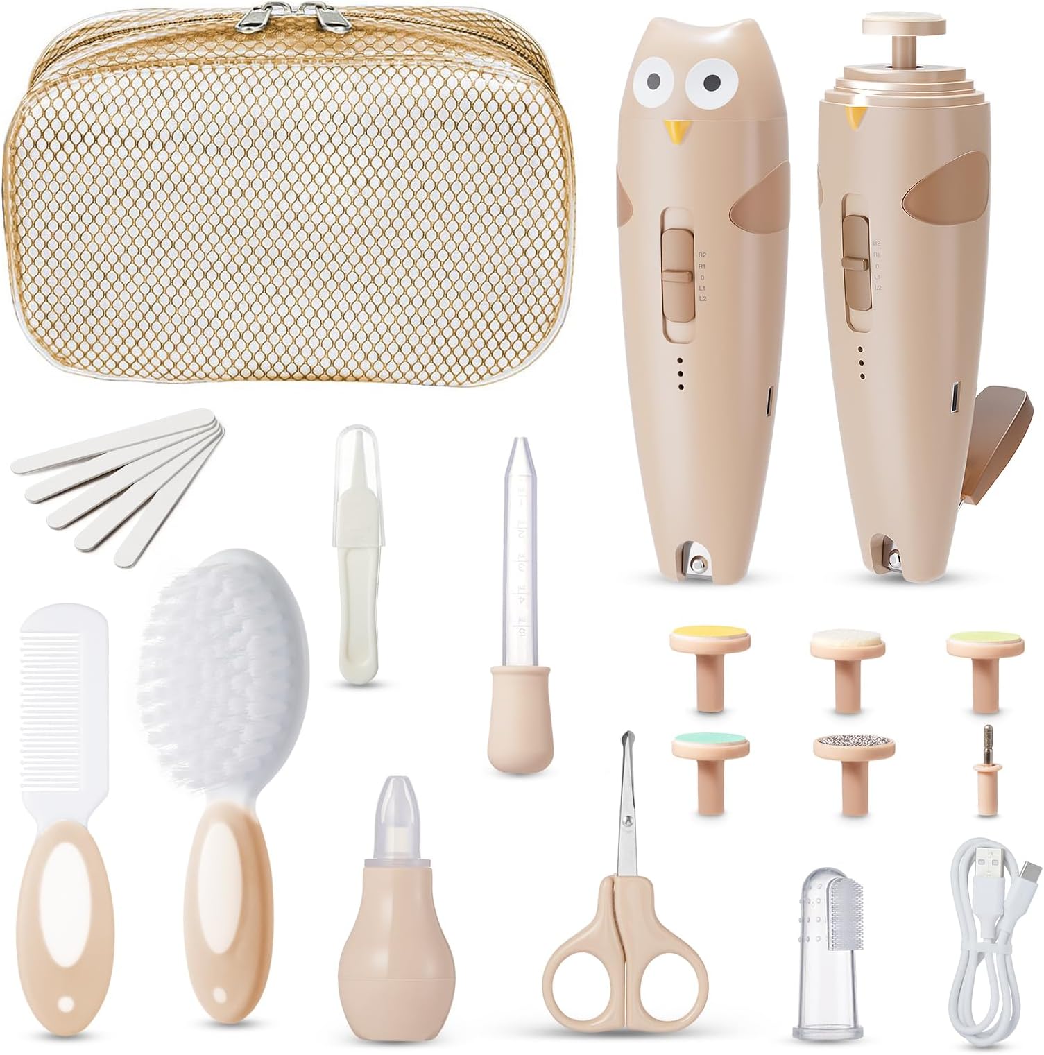 Baby Healthcare and Grooming Kit, 26 in 1 Rechargeable Baby Nail Trimmer Electric Set,Safe Baby Nail File with Auto Light, Newborn Nursery Health Care Kit, Portable Baby Safety Care Set