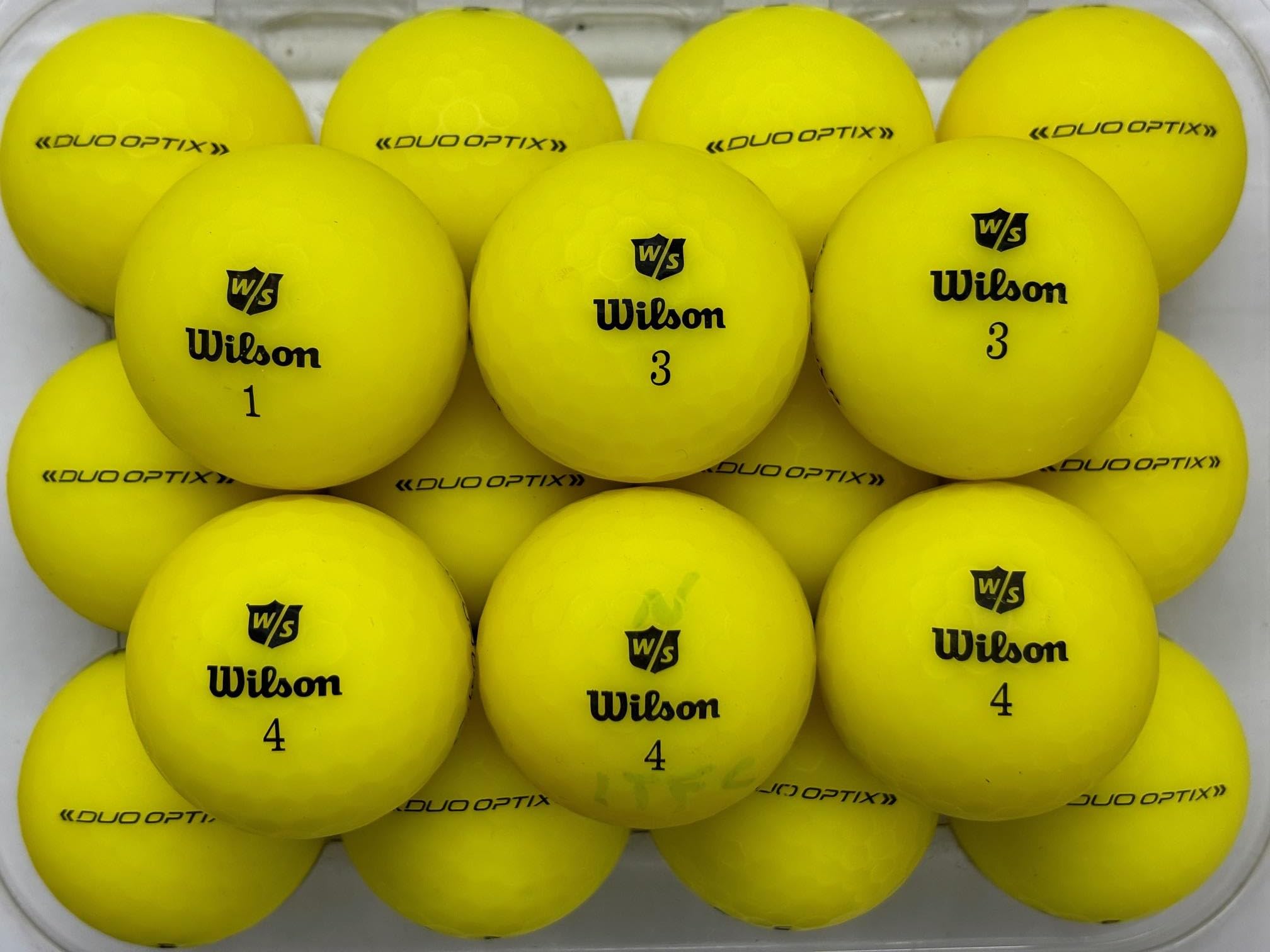 pro lake balls 20 Wilson Duo Optix Matte Golf Balls - Pearl/Grade A - Choice of colour (used not new) (Yellow)