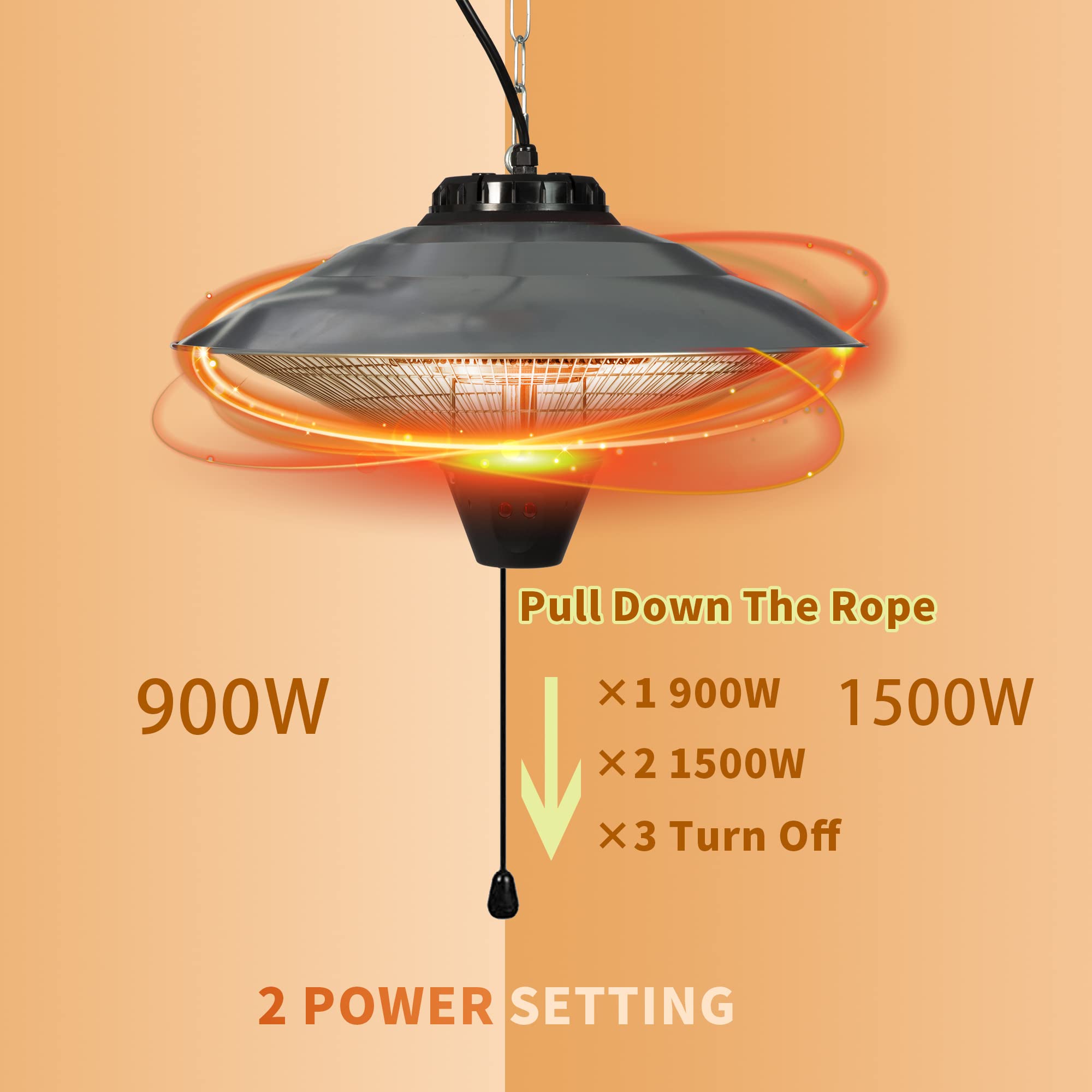 Amazon.com: Outdoor patio hanging heater, Electric Infrared Ceiling Mounted  Heater with 2 Adjustable Modes(750W/1500W), Indoor Waterproof Heater for  Balcony,Courtyard,Gazebo,Garage : Patio, Lawn u0026 Garden