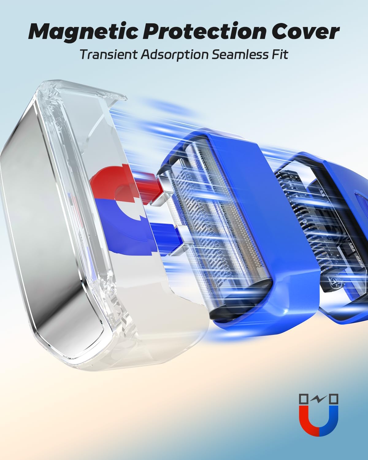 SKYWILL Electric Foil Shaver for Men, Magnetic Floating Blades, Built-in Mirror Cap, 8000RPM Motor, USB-C Rechargeable, Long Runtime, Waterproof Wet & Dry Shaver, Portable Travel Razor (Navy Blue)