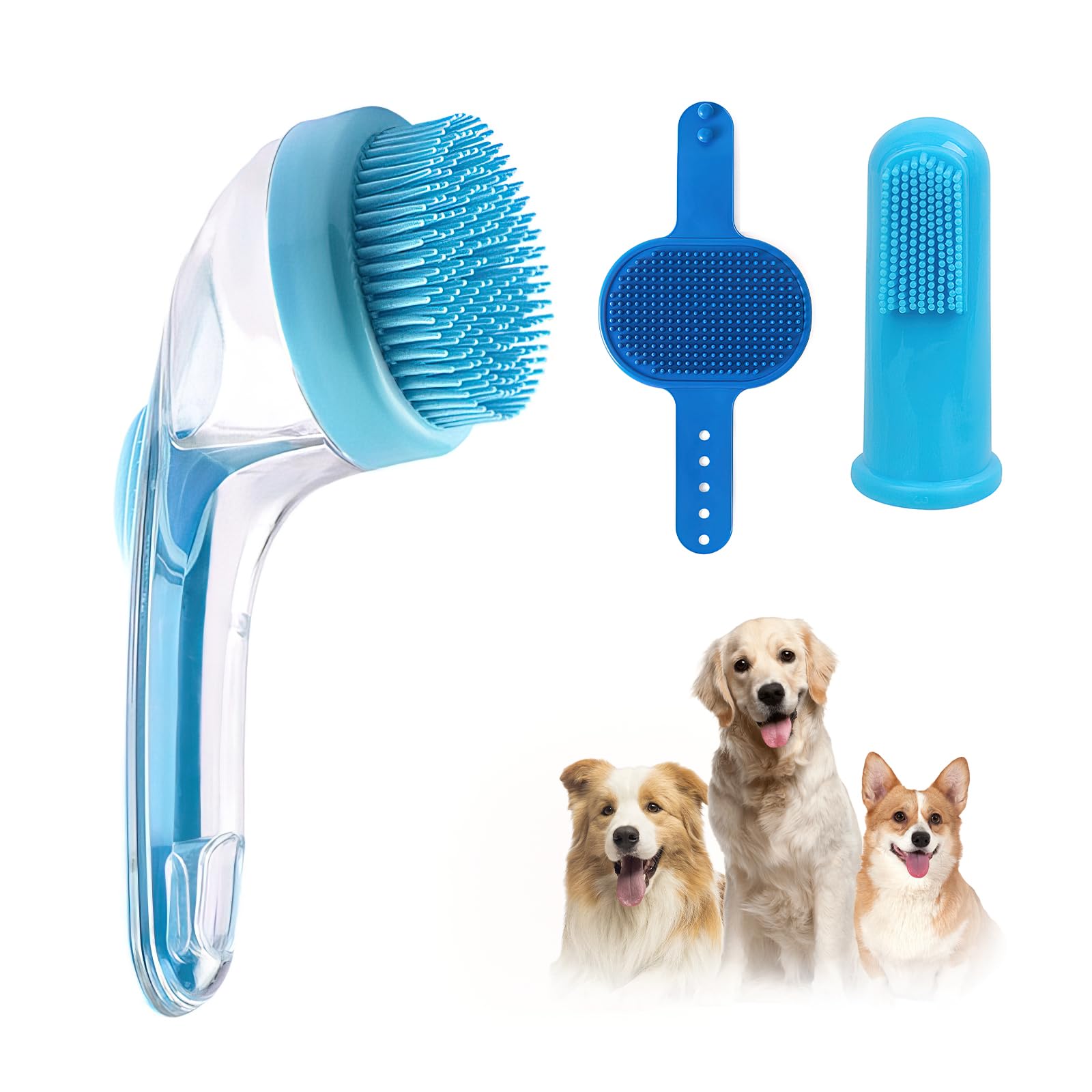 3Pcs Shampoo Massage Dog Bath Brush Set