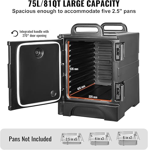 Miniatura 3 de VEVOR Transportador de bandejas de alimentos aislado, caja caliente de 81 cuartos de galón para catering, portador de cajas de alimentos con