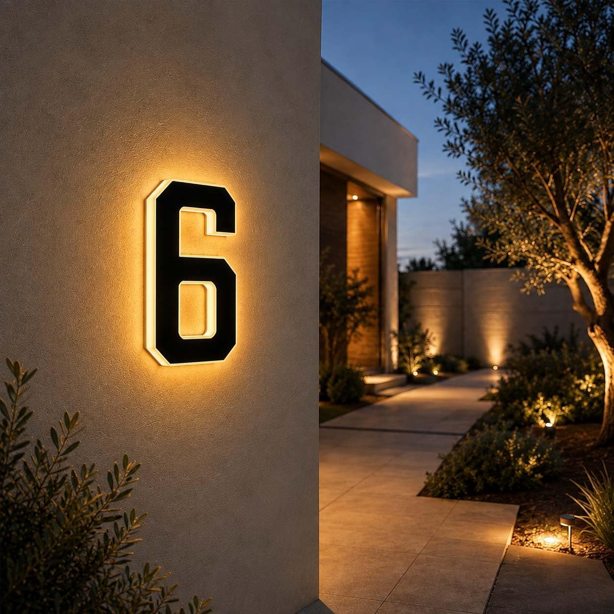 Solar House Numbers for Outside, LED Illuminated Address Sign (6, 9")