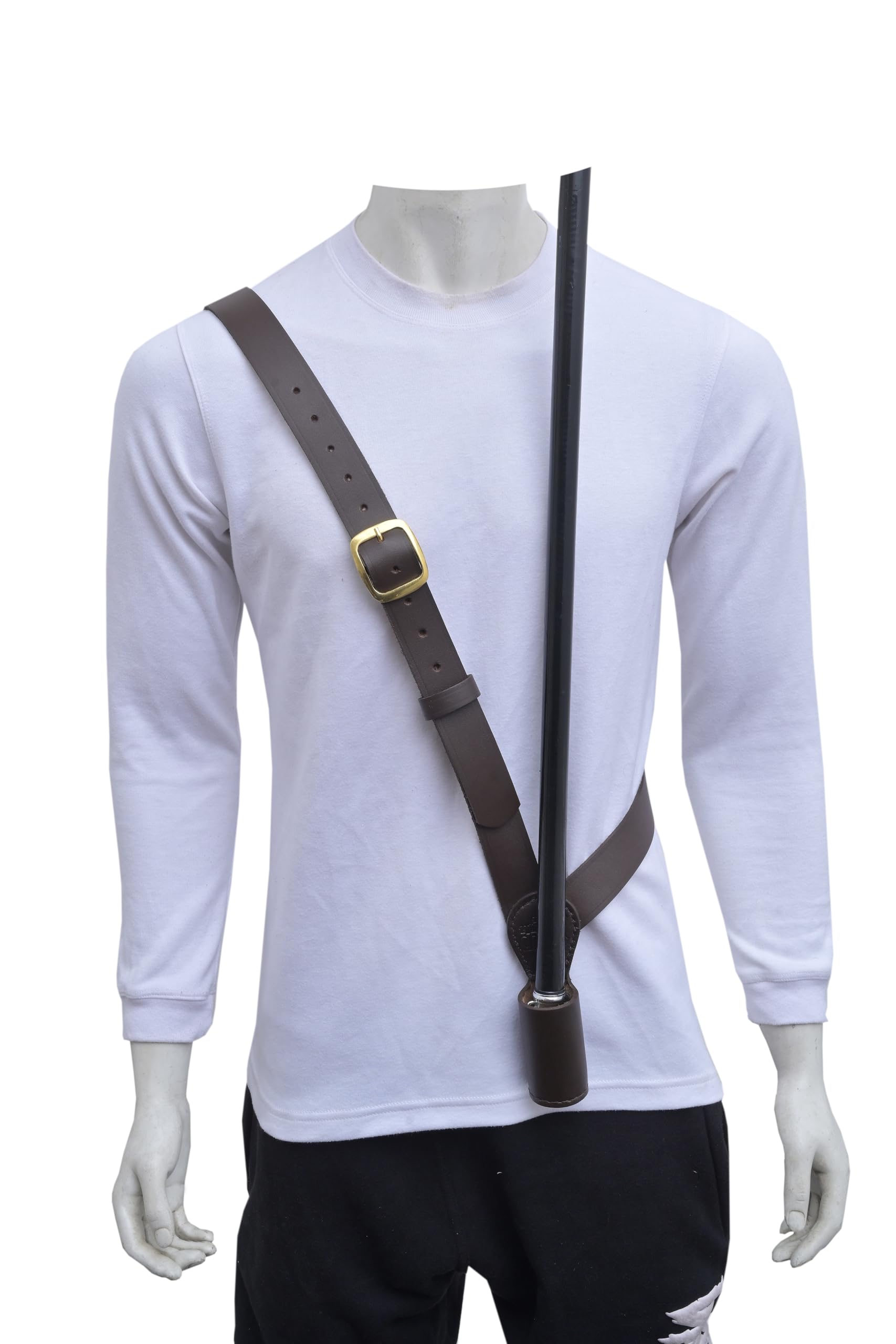 Sangle d'épaule réglable pour mât de drapeau, sangle en cuir marron avec boucle en laiton doré, options d'épaule gauche et droite, défilé de cérémonie militaire en plein air