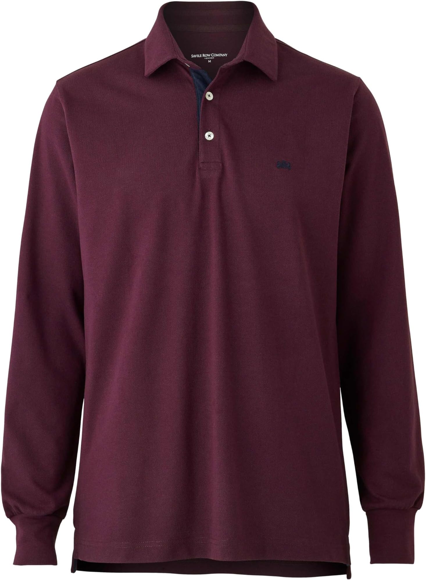 THE SAVILE ROW COMPANY LONDON Men's Classic Fit Cotton Pique Long Sleeve Polo Shirt