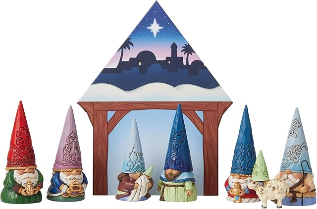 Enesco Jim Shore Heartwood Creek Small but Miraculous Gnome Christmas Pageant Scene Figurine Set, 3.125 Inch, Multicolor