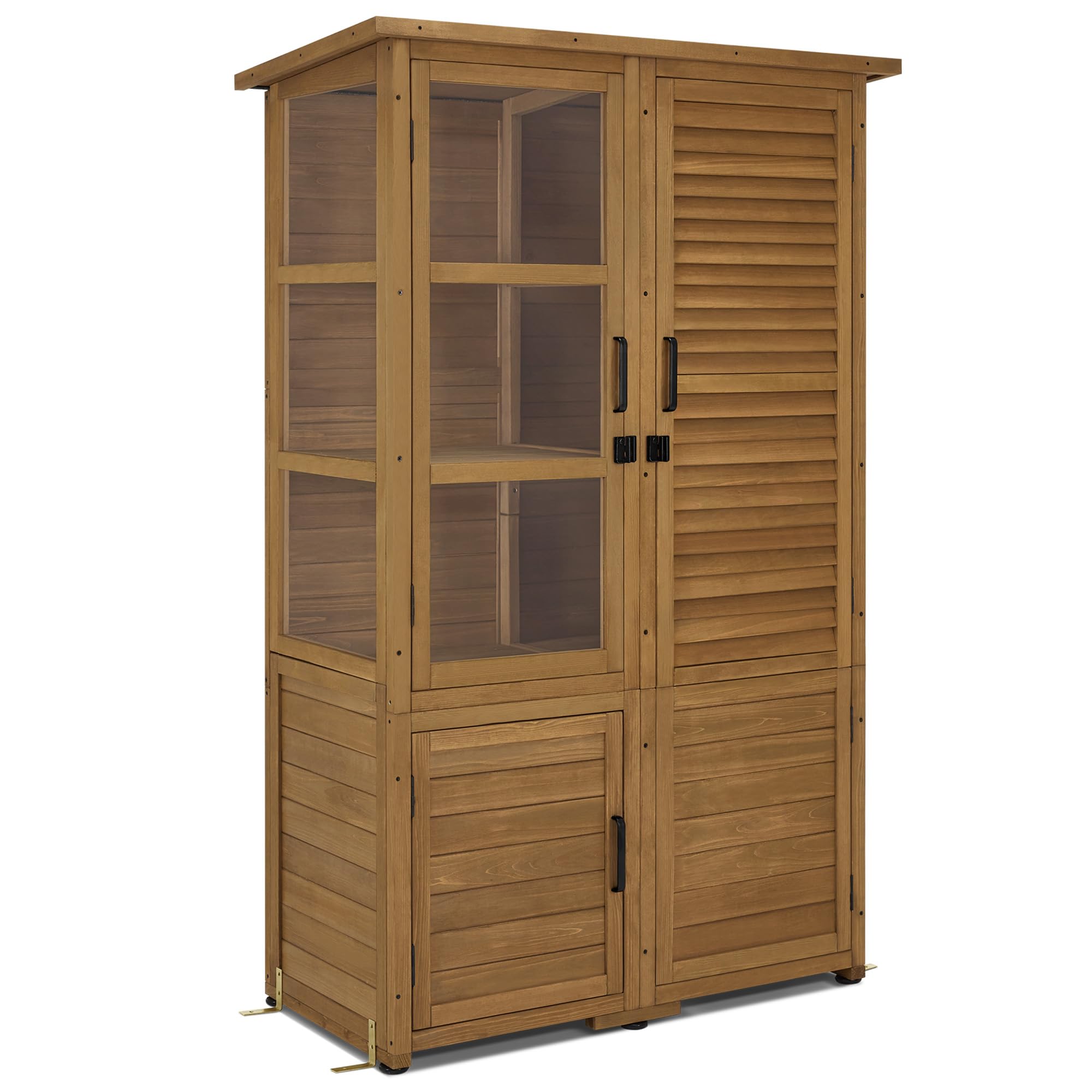 M MCombo Armario de jardín Caseta de jardín de Madera Resistente a la Intemperie, caseta para Herramientas Jardín Exterior Impermeable, para Exteriores Balcón Terraza, 55×110×175 cm, 0130D (Natural)