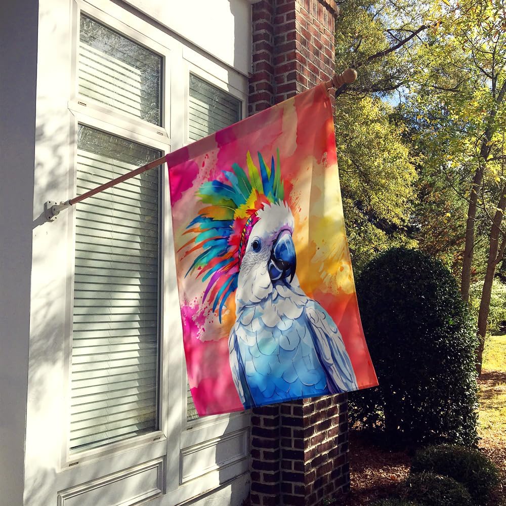 Caroline's Treasures Hippie Animal Cockatoo House Flag Large Porch Sleeve Pole Decorative Outside Yard Banner Artwork Wall Hanging, Polyester, House Size, Multicolor