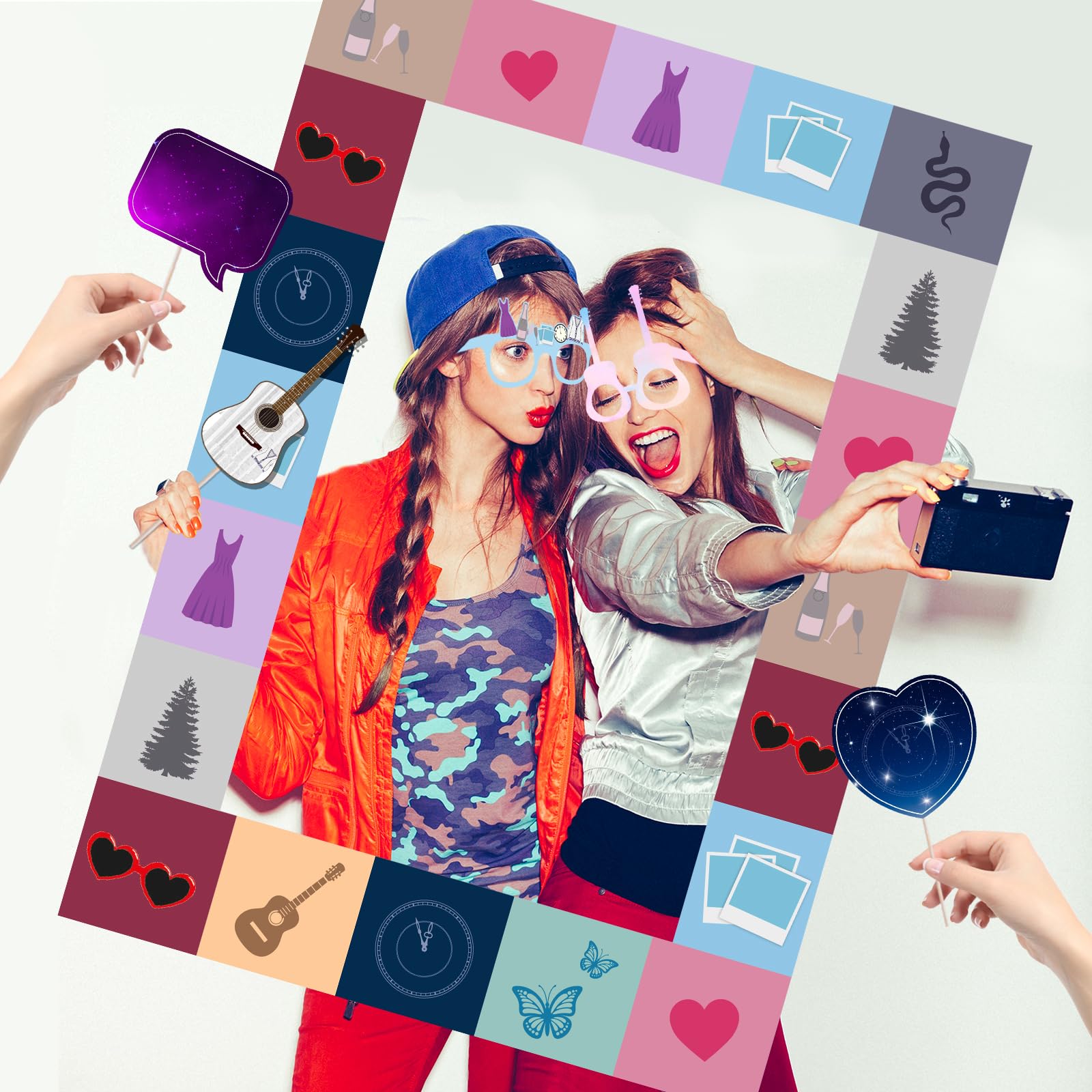 Birthday Photo Booth Props,18pcs Theme Party Decoration Music in My Era Photo Frame Supplies for Party Decoration