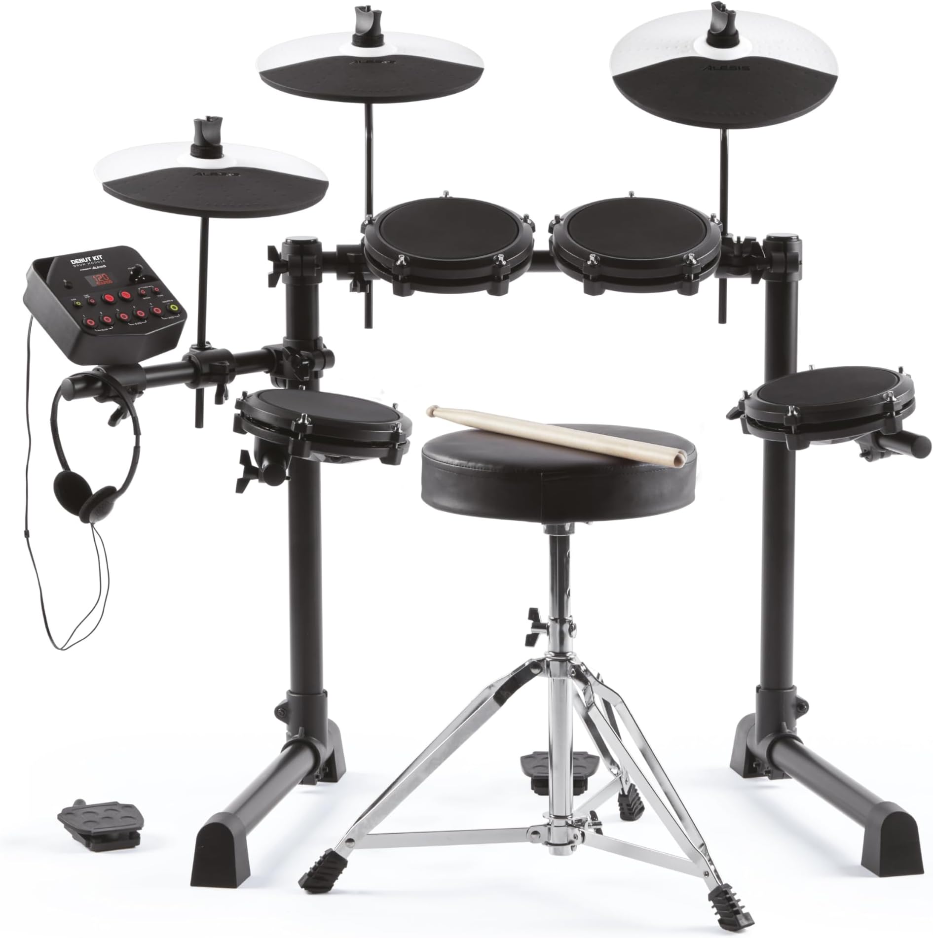 Alesis Debut Kit – Kids Drum Set With 4 Mesh Electric Drum Set Pads, 120 Sounds, 60 Melodics Lessons, Drum Stool, Drum Sticks And Headphones