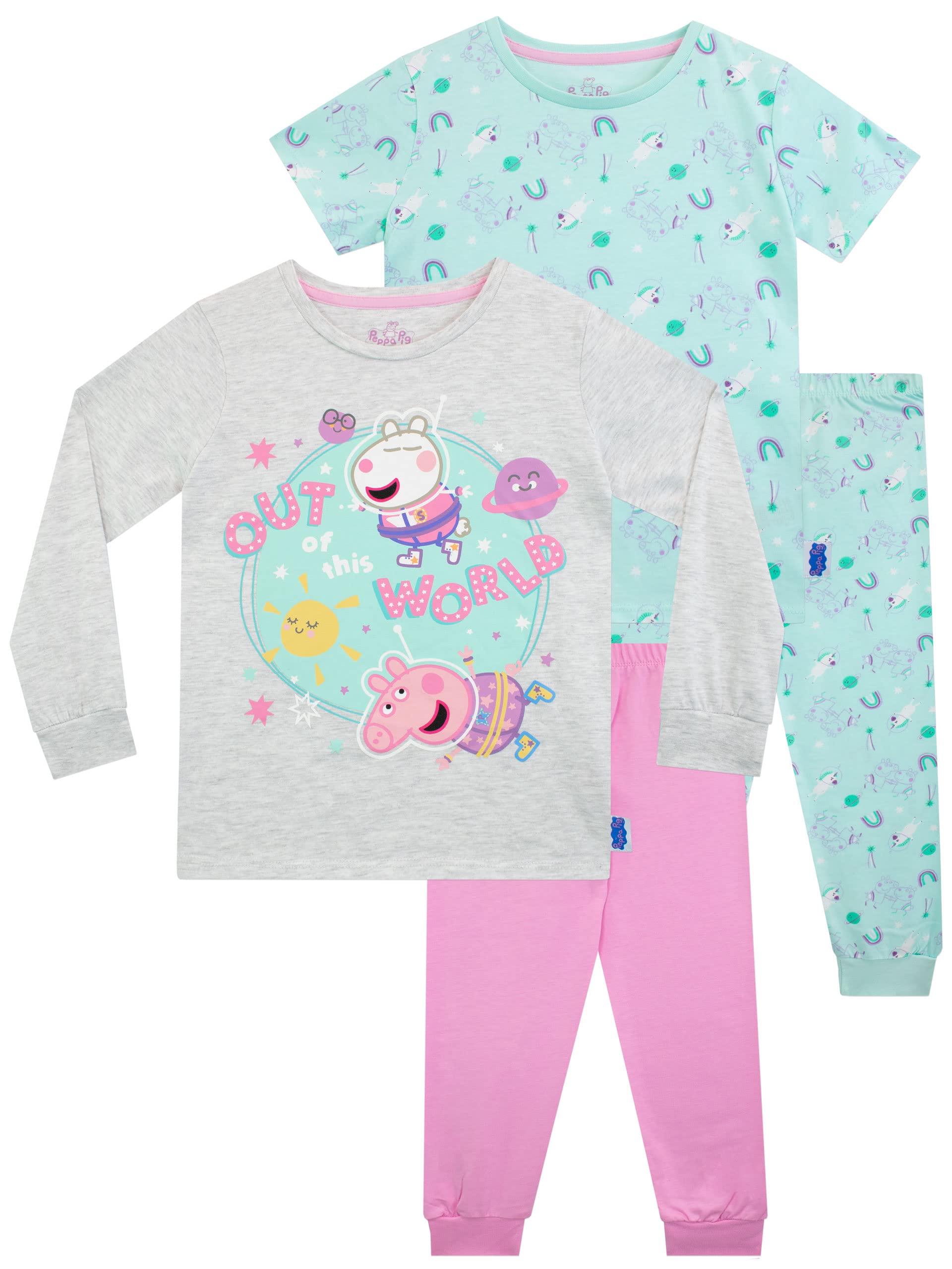 Peppa Pig Girls Astronaut Pyjamas 2 Pack Multicoloured 7-8 Years