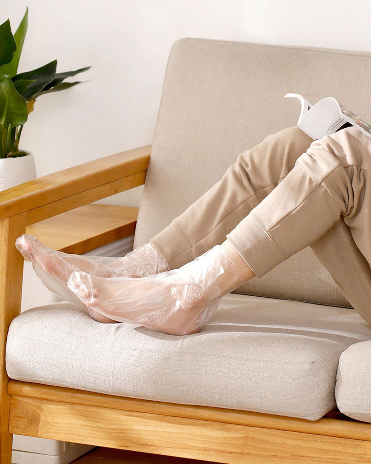 100 Piezas Calcetines de Baño de Parafina,Bolsas de Pedicura de Plástico Transparente Revestimientos de Bño de Cera Parafina para Cera Caliente SPA Cuidado de Pies Accesorios