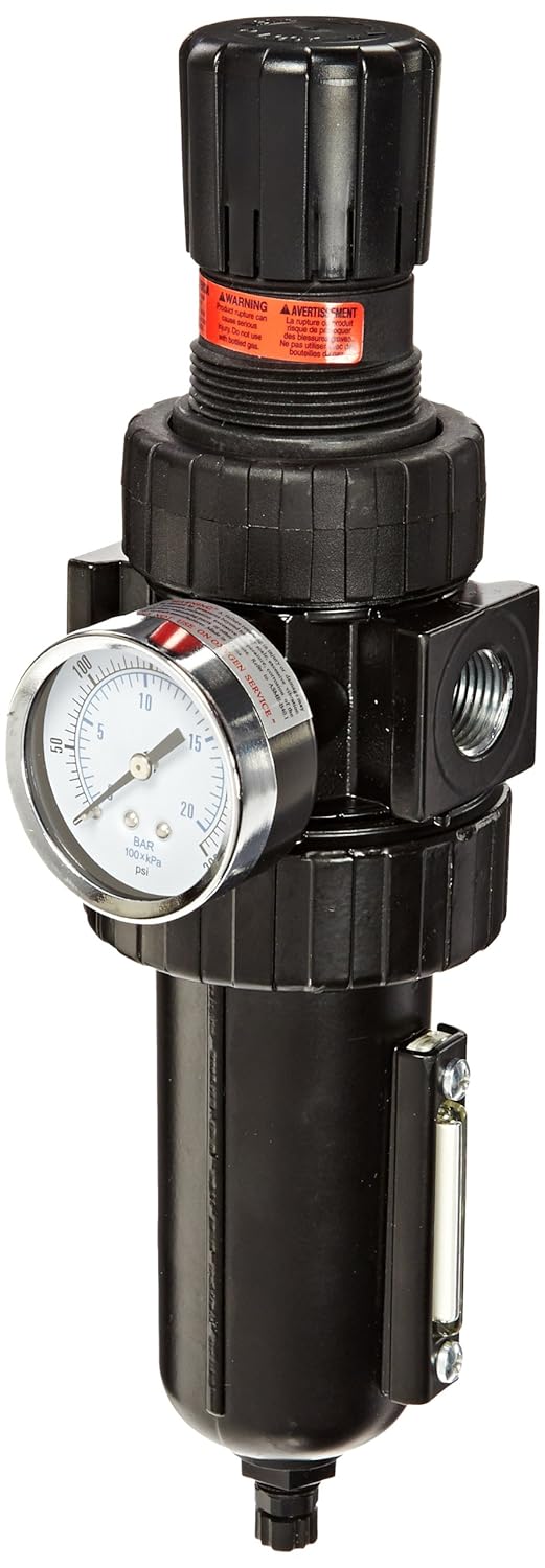 Parker 07E34A21AC One Piece Filter/Regulator, 1/2" NPT, Metal Bowl with