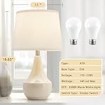 GyroVu Table Lamp Set of 2, 18.63” Ceramic Table Lamp Classic Beside Lamps Nightstand Lamp Modern Table Lamp for Living Room, Bedroom & Office Rocker Swtich Cream-LED Bulbs Included