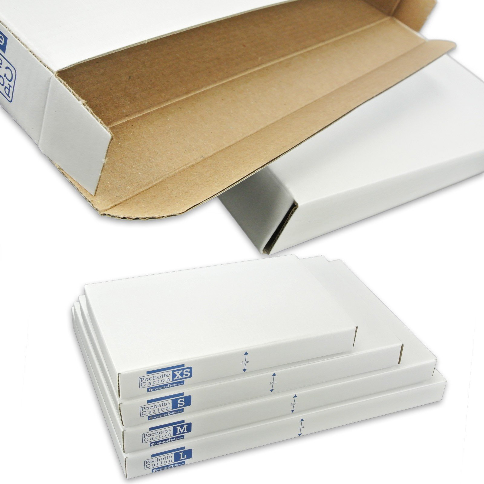 Boîtes Pochettes Carton XS - hauteur 3cm - Lot de 100