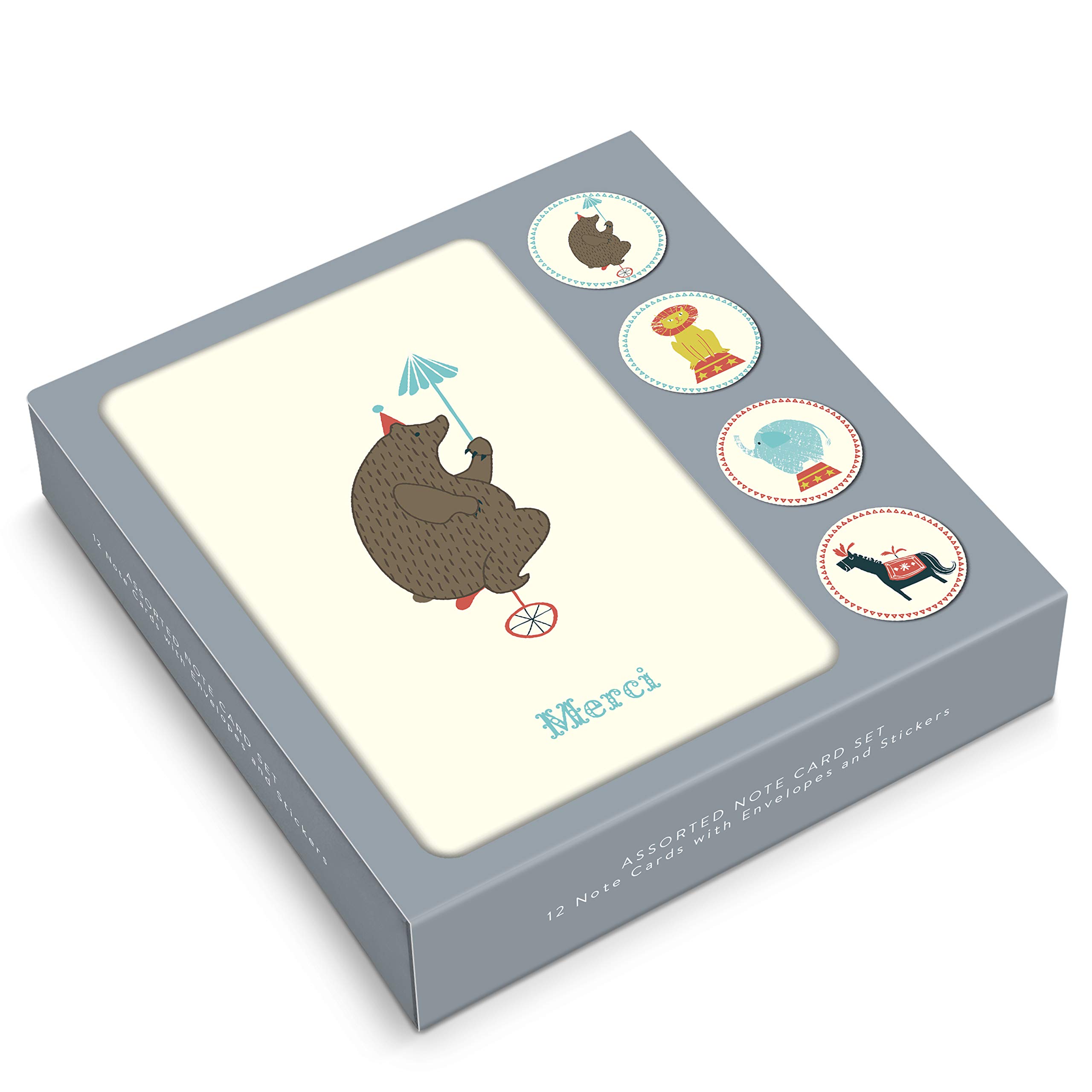 Note Card & Sticker Set by Studio Oh! - Jubilee - Set of 12 - 3.5" x 5.25" Blank Cards with Envelopes and Stickers - Includes 3 Cards Each of 4 Designs