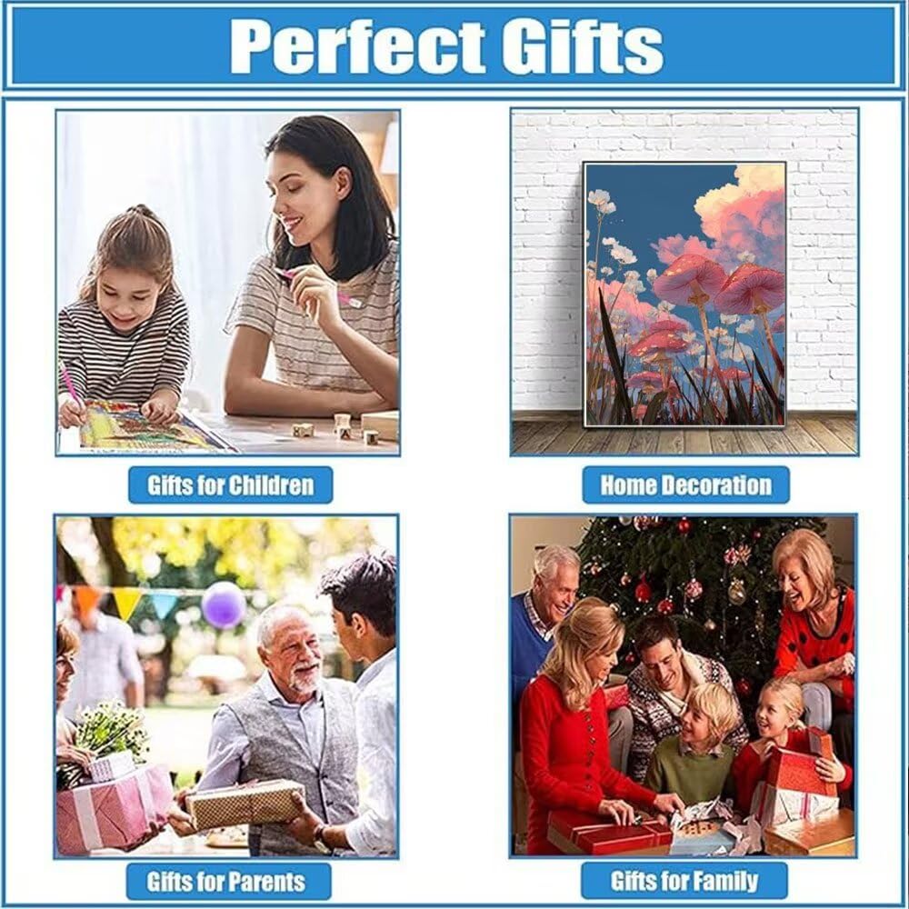 Grzyb Różowy Diament Malarstwo Dorosłych Zestawów, 5D Okrągłe Diamenty Malarstwo Dzieci Malarstwo, Diamant Art Haft Cross Stitch Obrazy, Mozaika Sztuka Do Dekoracji Ściany 100x130cm hJ8-702