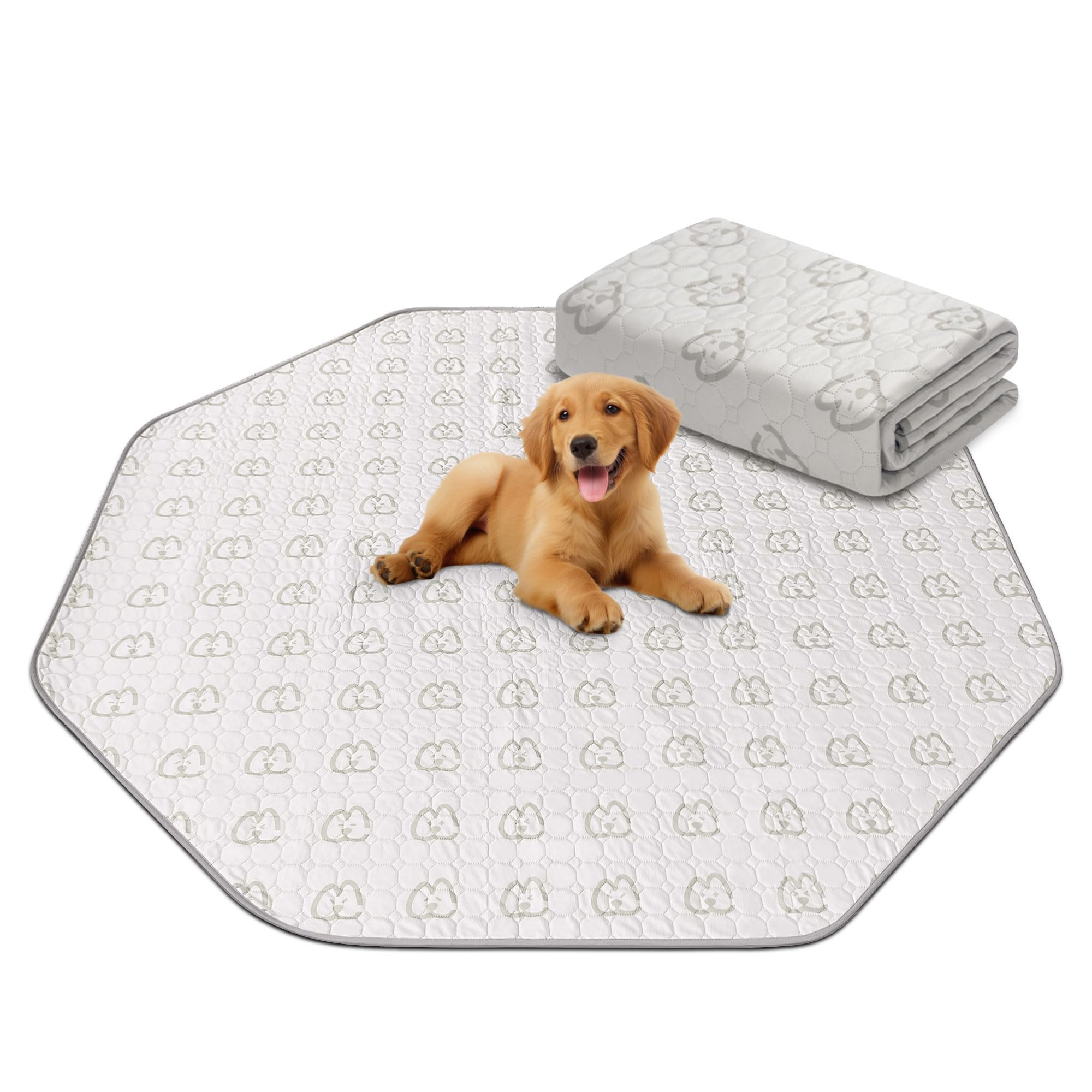 FXW Washable Pee Pads for Dogs, 71" Diameter Puppy Pads with Super Absorbent, Specifically Designed for 24inch 8 Panels Dog Playpen, Octagon
