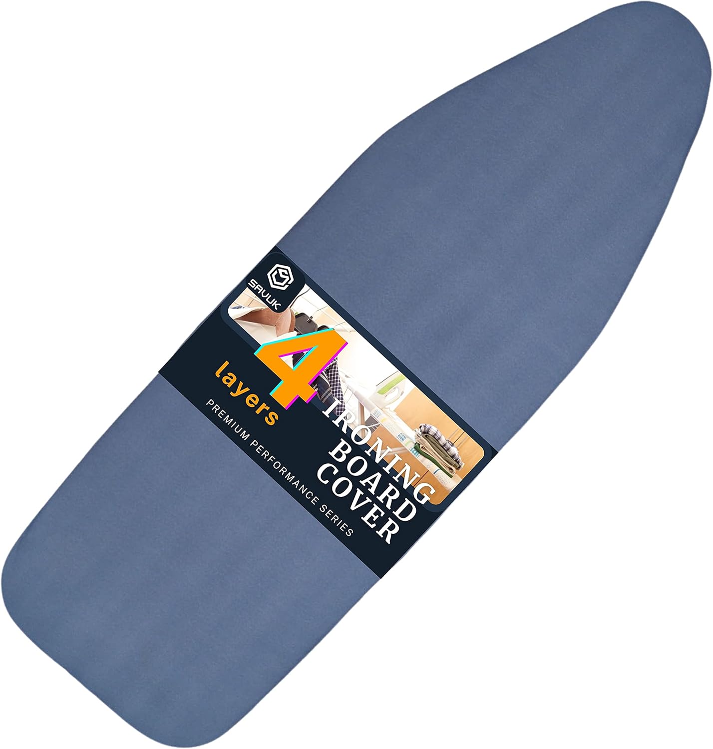 Ironing Board Cover and Pad with Standart Size Adjustable Elastic Edge Fit, Extra Thick Padding, Heat Reflective, Non Stick Scorch and Stain Resistant, (Blue)