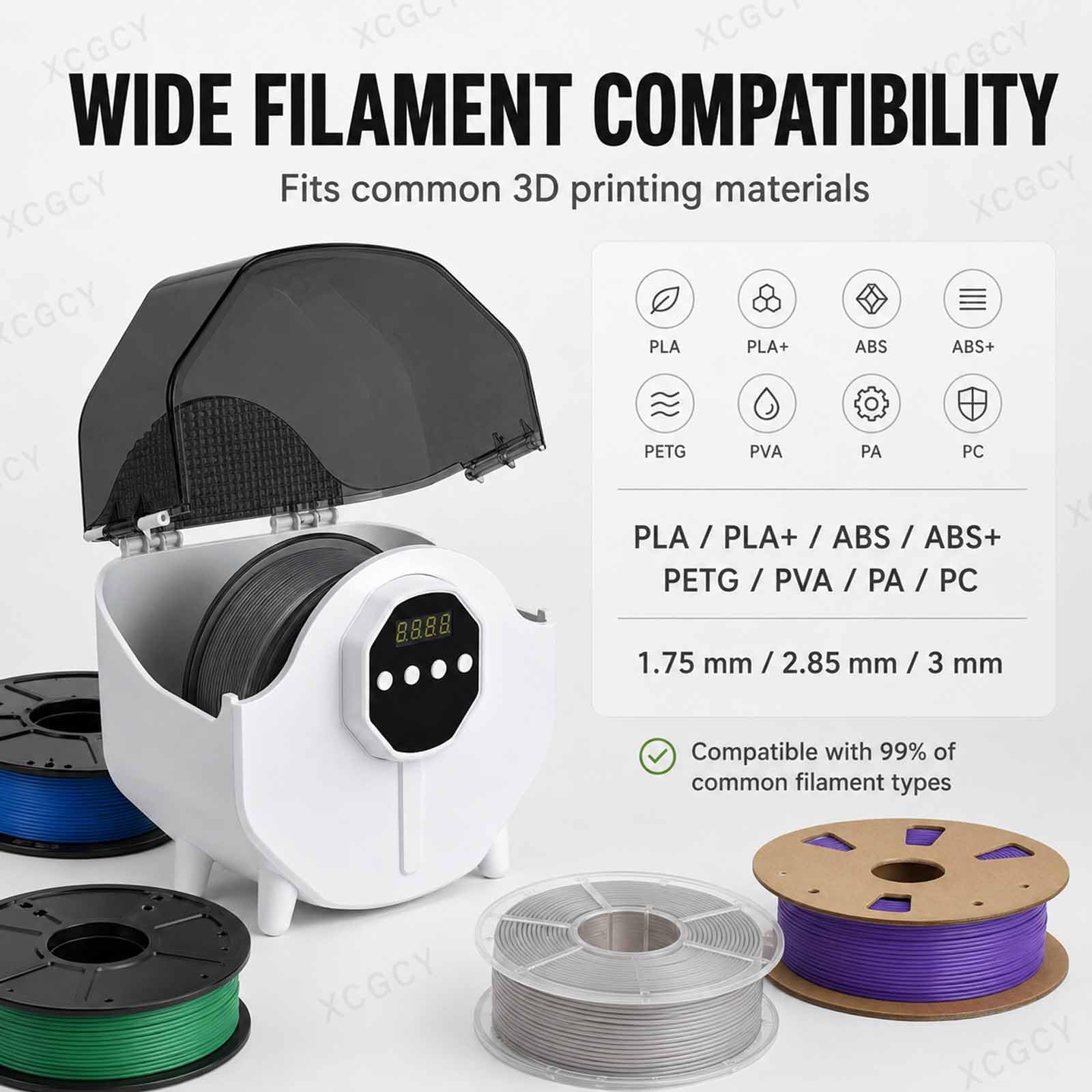 Deshidratador De Filamento Para Impresora 3d, Caja Secadora De Filamento Para Bobina De 1 Kg, Secado Durante La Impresión, 35–70 °c, Para Pla, Abs, Petg, Pva, Pa Y Pc De 1,75/2,85/3,0 Mm