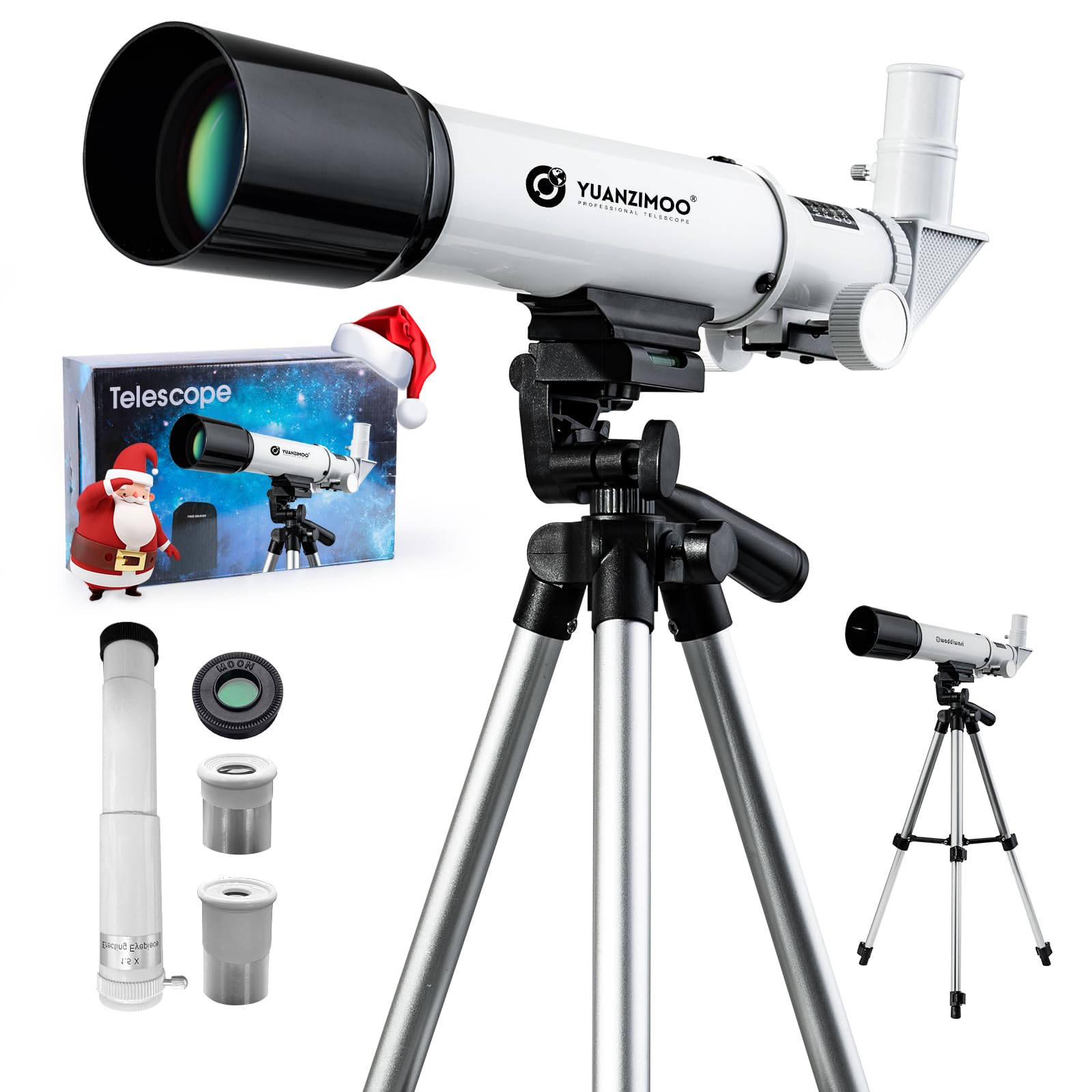 Telescope for Kids 50mm Aperture 360mm AZ Astronomical Portable Telescope for Adults Beginners with Upgraded Tripod White