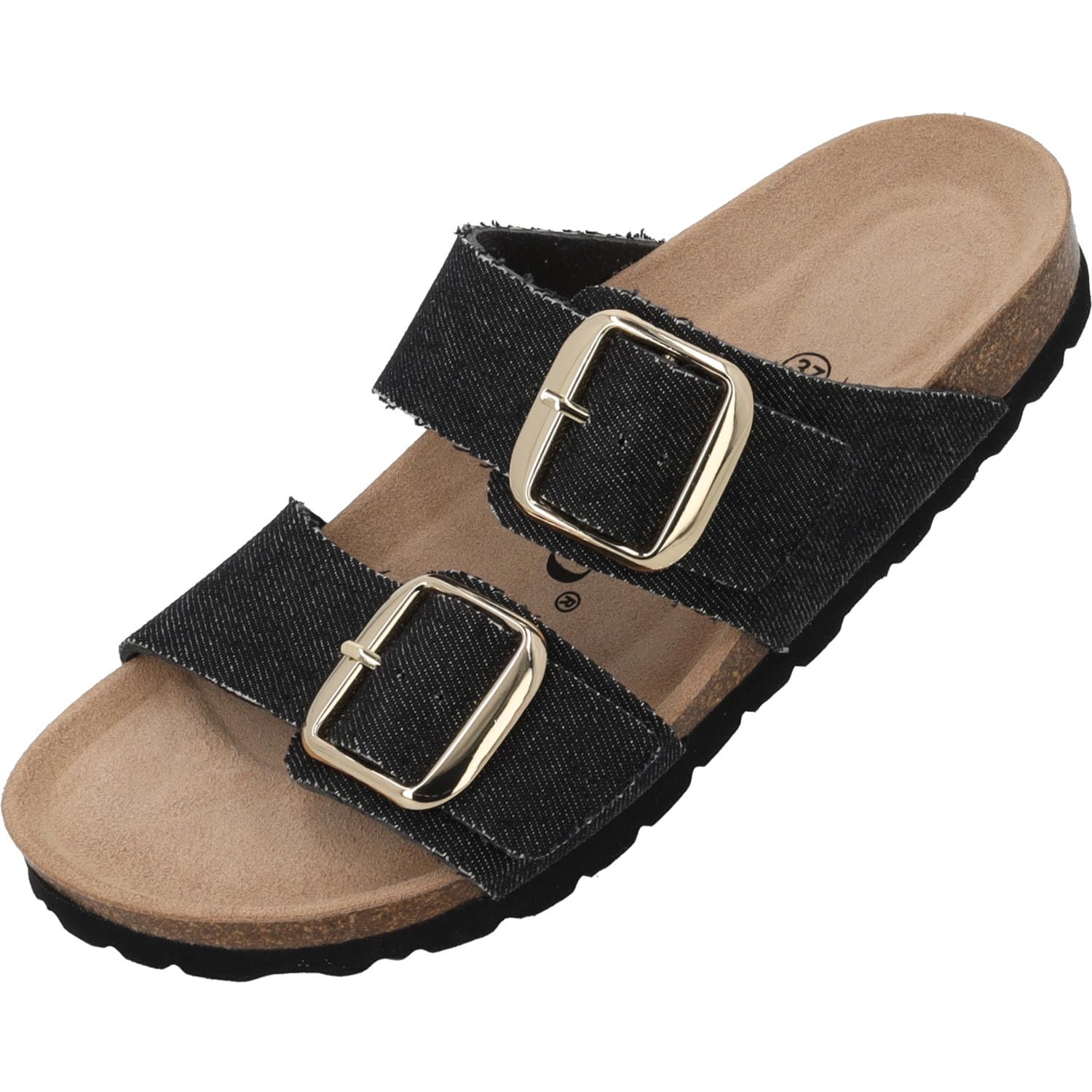 Palado Pantoletten Damen Samos GS Jeans – elegante Sandalen Made in Spain - bequeme Hausschuhe mit Kork-Fußbett - modische Sommerschuhe