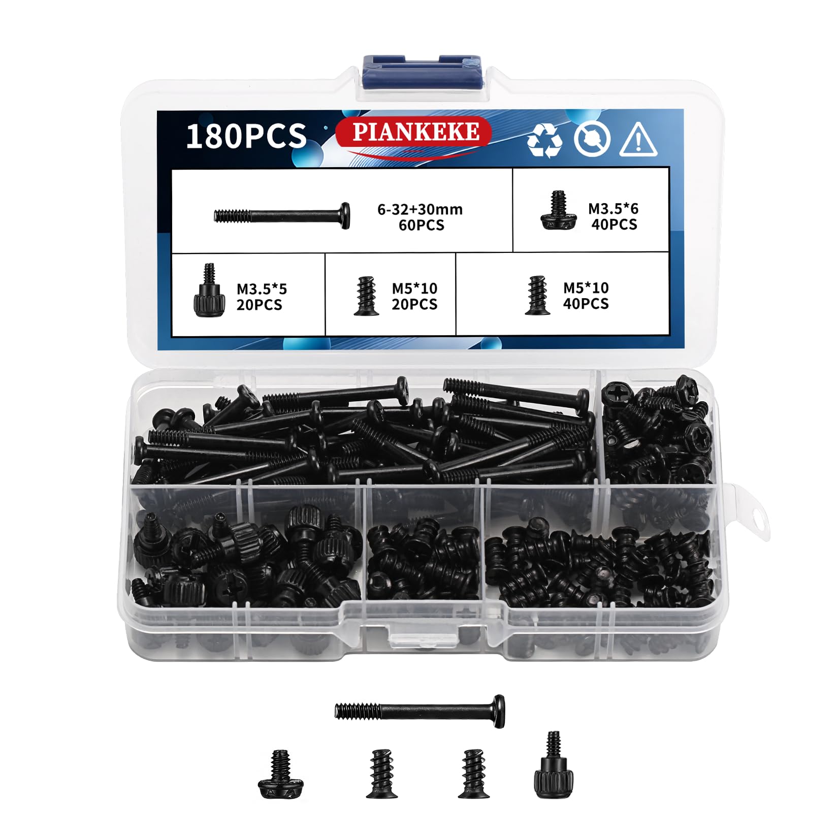 180 Pcs Computer Screws, PC Fan Screws, PC Case Screwsset, Long Short Computer Thumb Screw Set for PCs Fans Hard Drive Standoffs Assortment-image-44