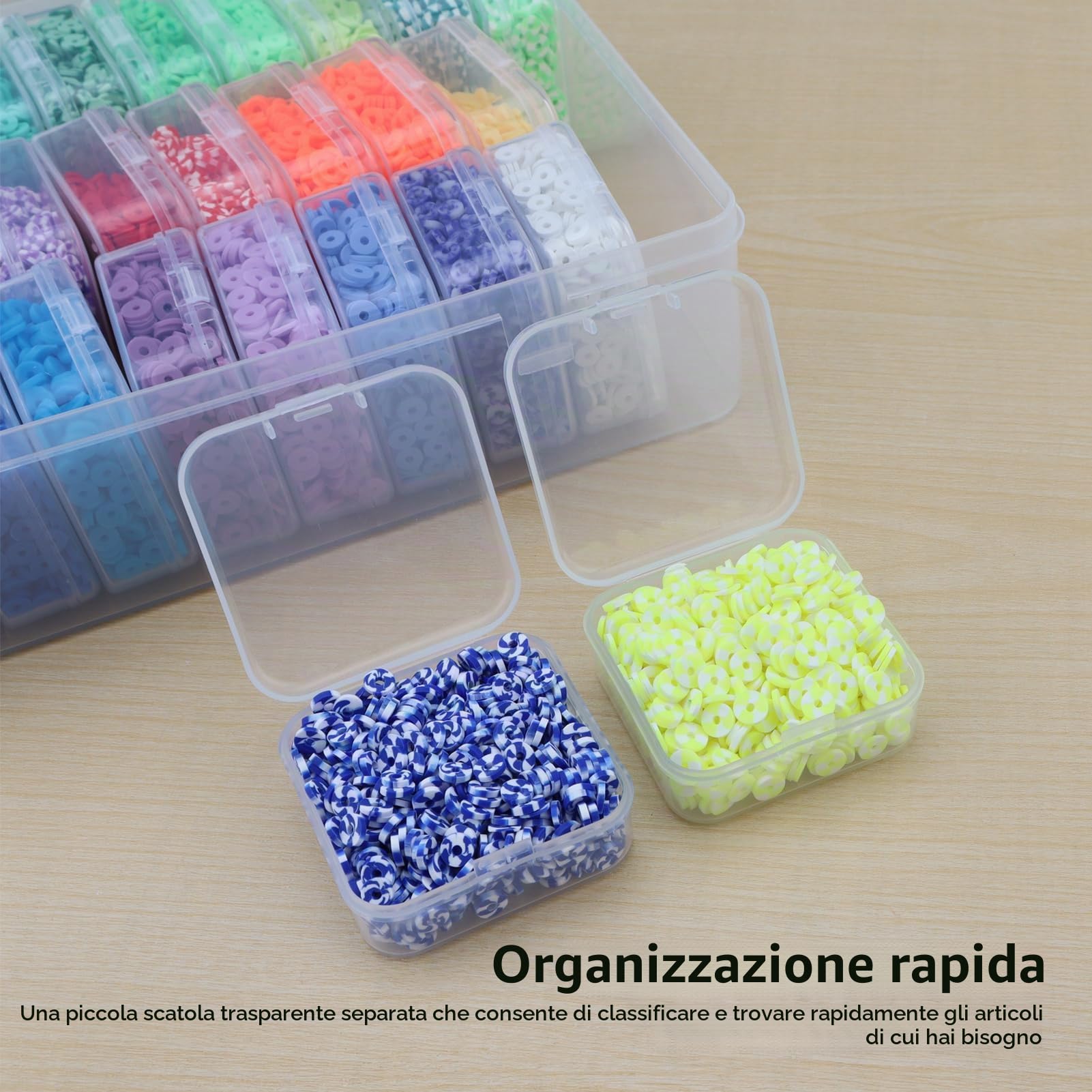 Gbivbe Scatole Plastica Trasparente Piccole, 62 Pezzi Quadrato Mini Scatola per Organizer con Coperchio, Contenitori di Stoccaggio per Perline Gioielli e altri Piccoli Oggetti