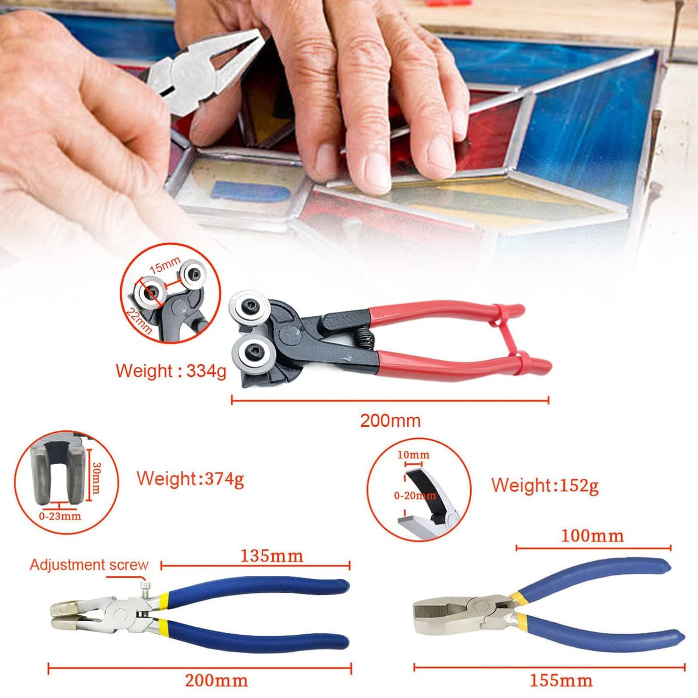 Kit Feuille à Main Pour Vitrail - 1/6 X 164ft - Outils Blancs