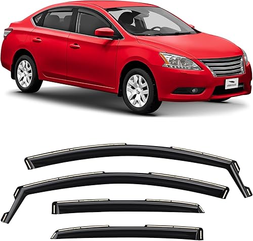 Voron Glass Protectores de lluvia extra duraderos en canal para Nissan Sentra 2013-2019, deflectores de ventana, viseras de ventana de ventilación,