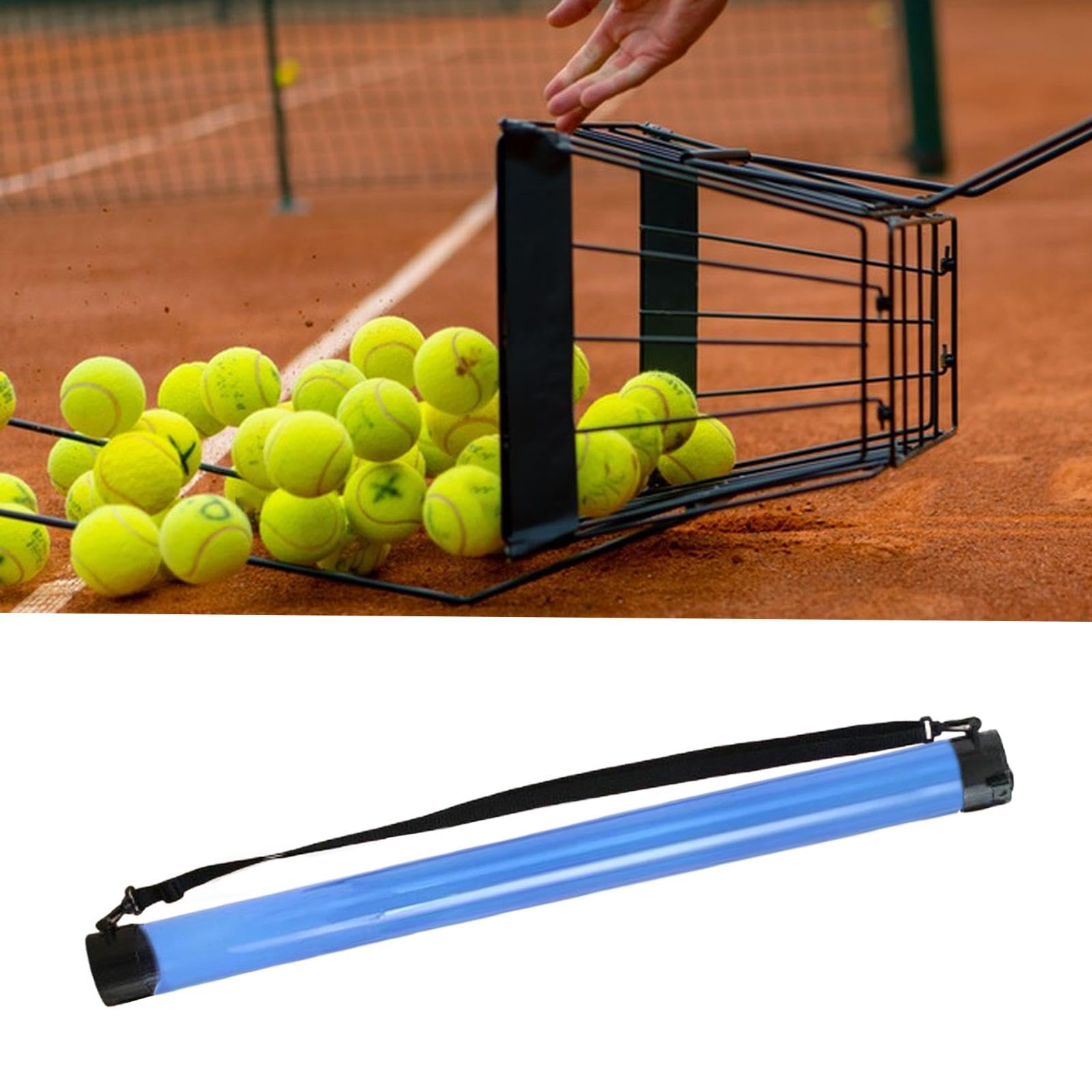 Tubo Raccogli-Palline da Tennis con Tracolla, Ideale per Il Recupero di Palline da Pickleball.
