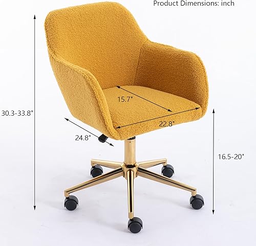 Miniatura 2 de Goujxcy Silla de escritorio esponjosa silla de tocador de piel sintética silla de oficina giratoria para niñas y mujeres altura ajustable lindas