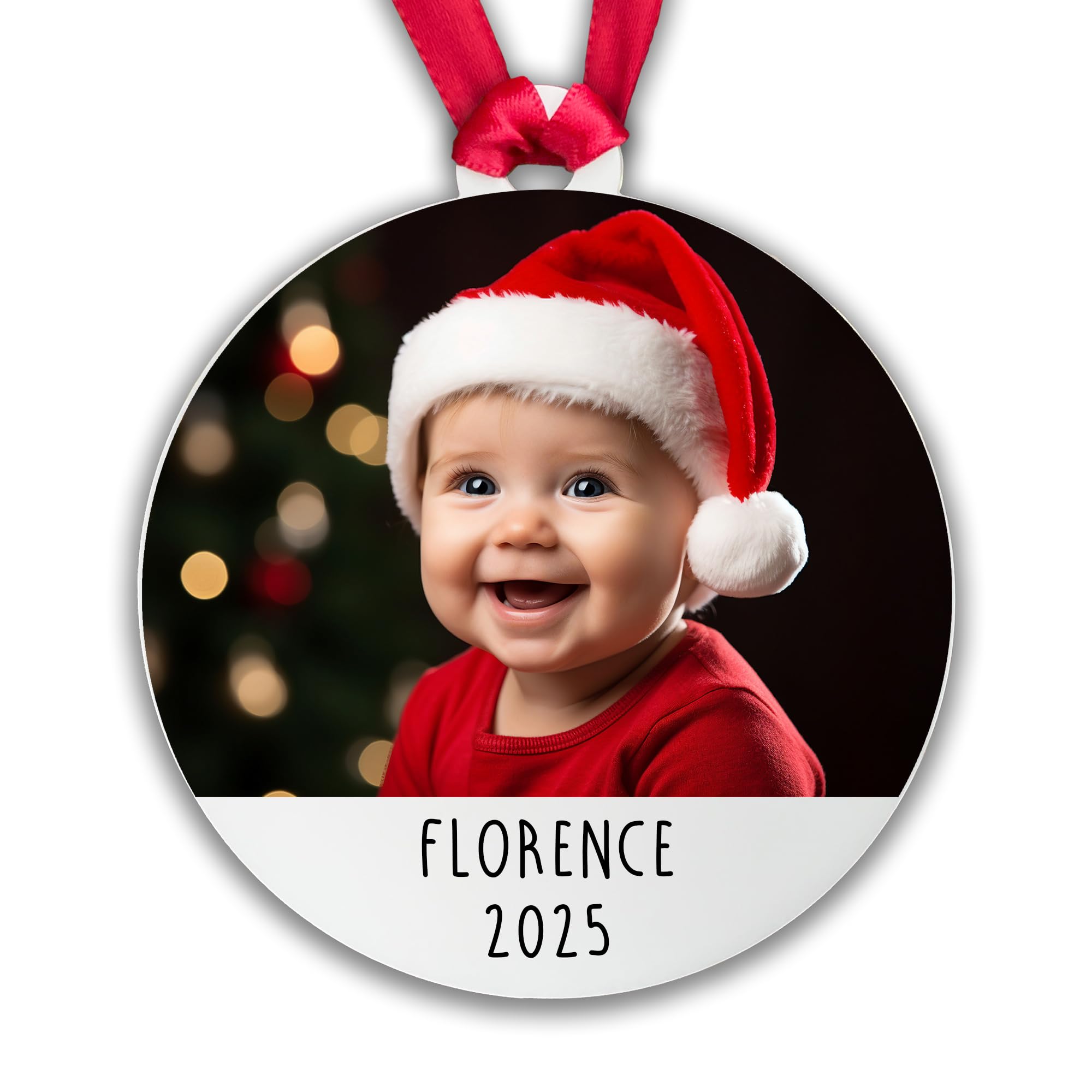 Personalised Baby Photo Name Bauble Tree Decoration Xmas Family Newborn New Child Grandchild