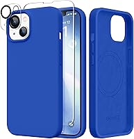 Vista 184 de GONEZ Funda de silicona para iPhone 14 Pro Max, compatible con MagSafe, con protector de pantalla + protector de lente de cámara, silicona líquida a