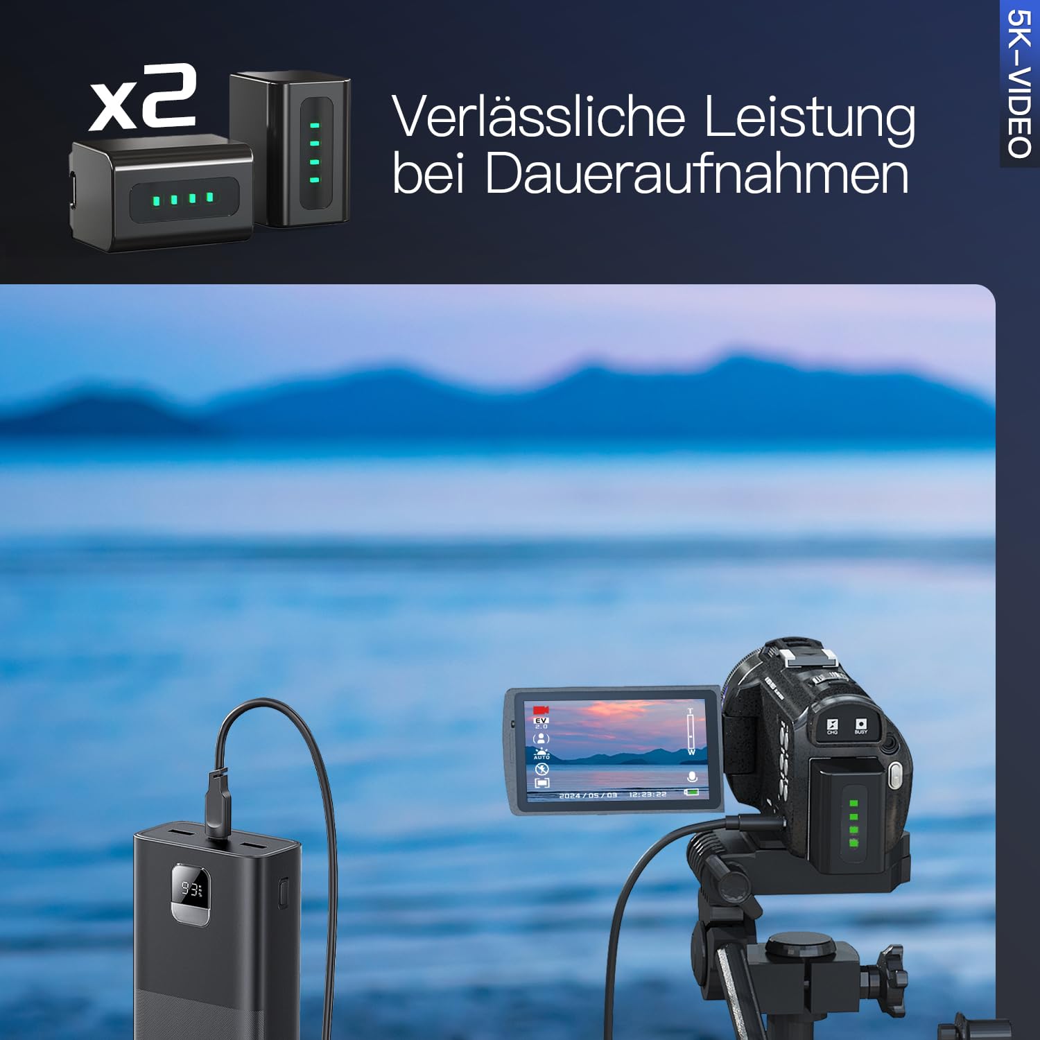 NBD 5K Camcorder 48MP F1.8 mit 16X Zoom & 270° Drehdisplay, 5K/30fps Video, WiFi – Profi-Vlog Kit inkl. 64GB + Mikrofon (Schwarz)