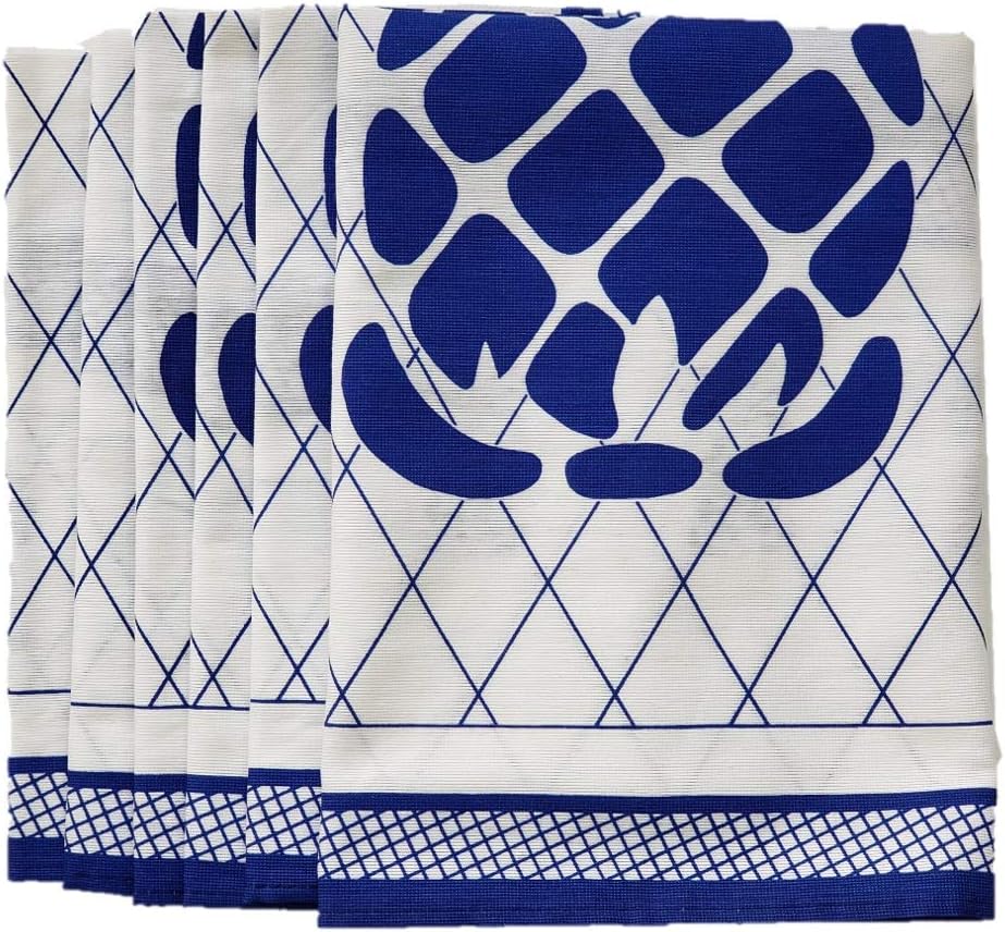 Leart White and Blue Pineapple Printed Dishcloth/Dish Towel/Kitchen Towel. Pack of 6 (Pack of 6 - Dishcloths)