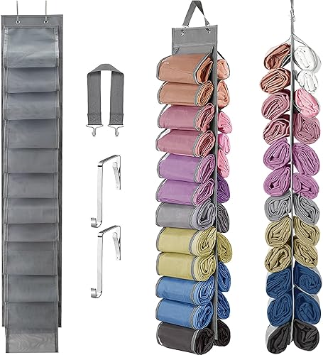 KISYONGUS Organizador de camisetas, organizador de leggings para armario, organizador de almacenamiento de camisetas con 24 compartimentos,