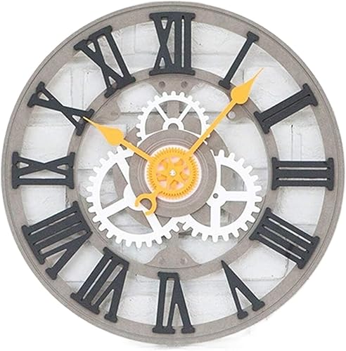 Wall Clock BlackGrey Hanging Table Roman Numeral Gear Clock European Industrial Retro Personality Creative Wall Clock Living Room Bedroom Clock 430