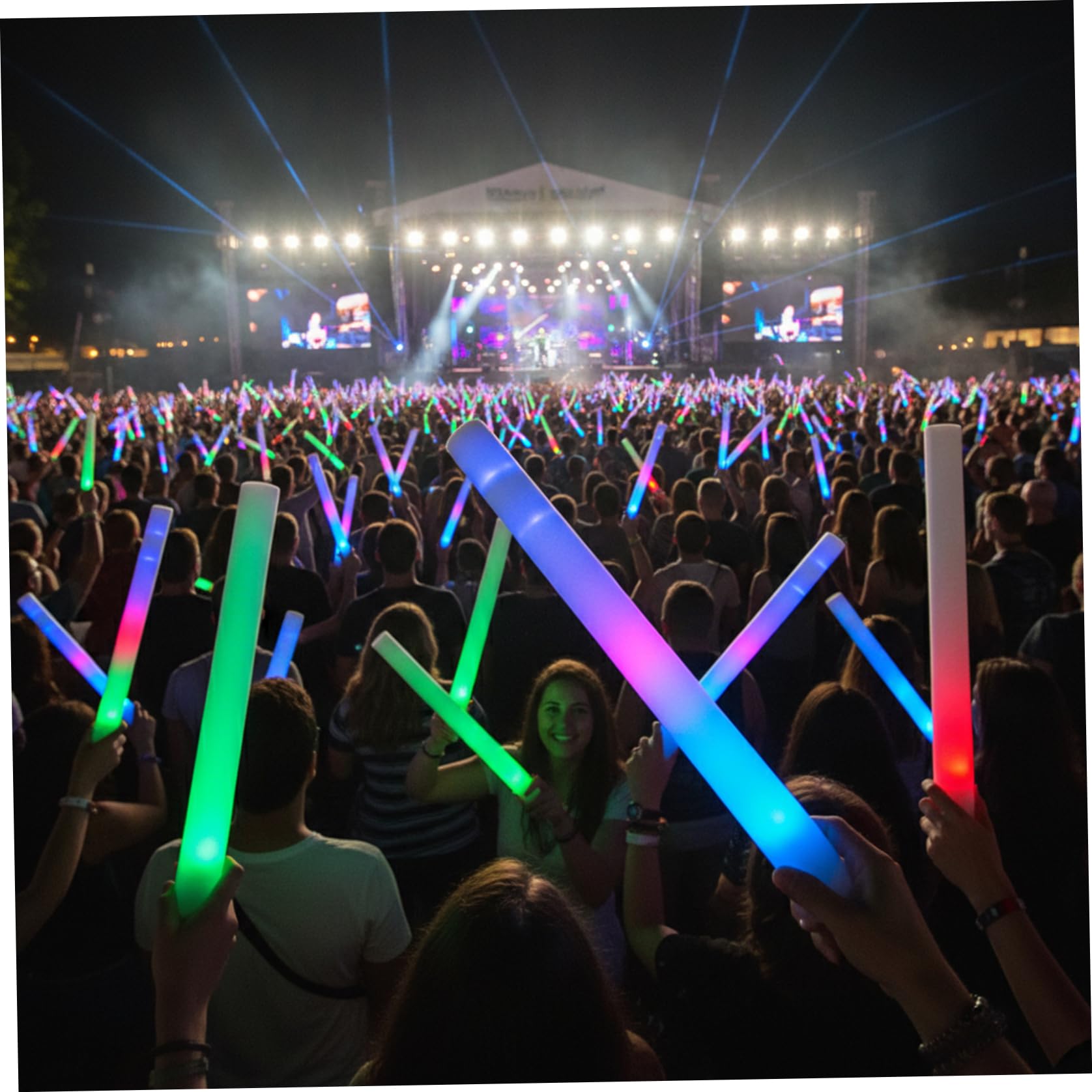 Confezione da 16 bastoncini sfusi con 3 modalità di illuminazione, bastoncini colorati in schiuma LED per feste, concerti ed eventi notturni, decorazioni d'été