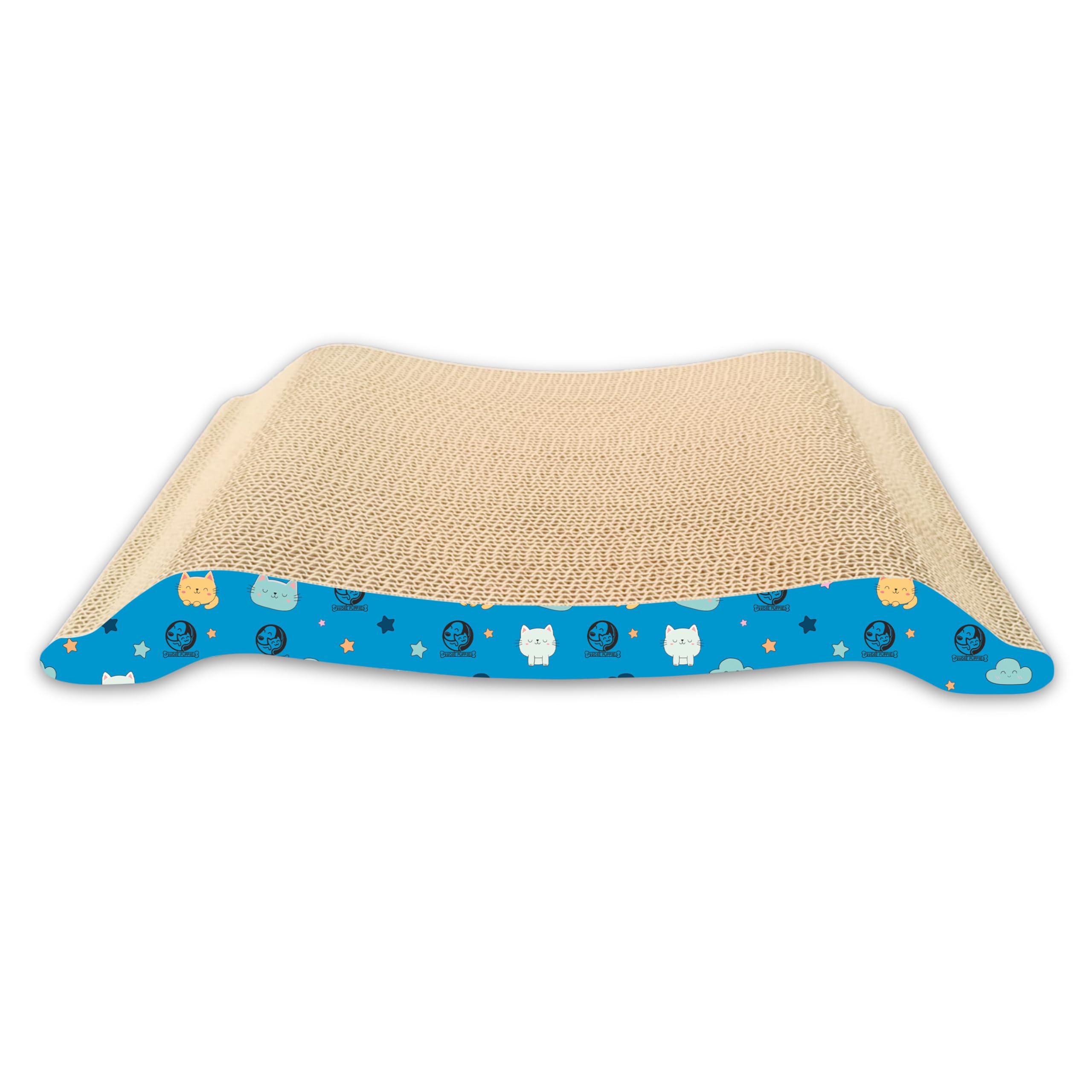 2-in-1 Reversible Cat Scratcher Pad with Catnip for Cats & Kittens - (Bridge) | Durable Corrugated Cardboard Cat Scratching Board | Curved Scratch Pad Furniture Protection, Play & Rest