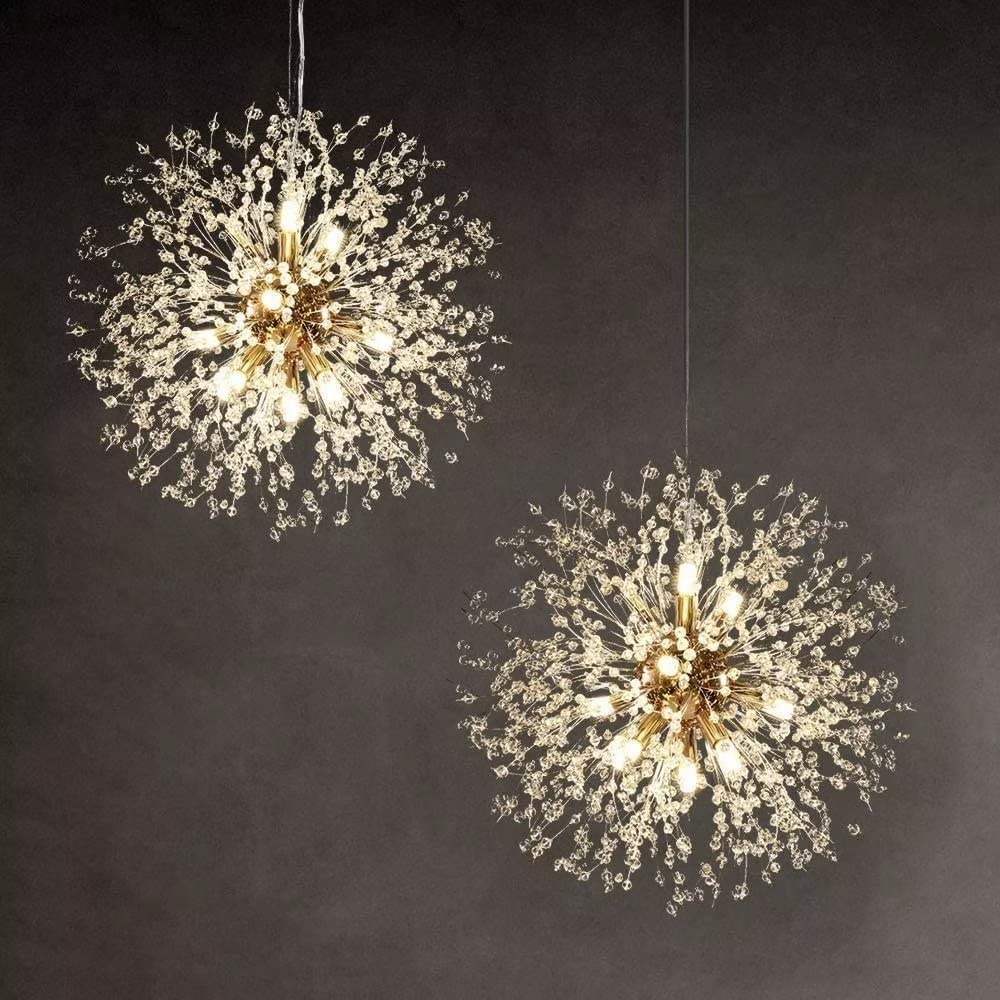 Lustre Pissenlit Licchily 9 Lumières LED - Cristal Moderne - 3 Températures De Couleur - 55cm Diamètre